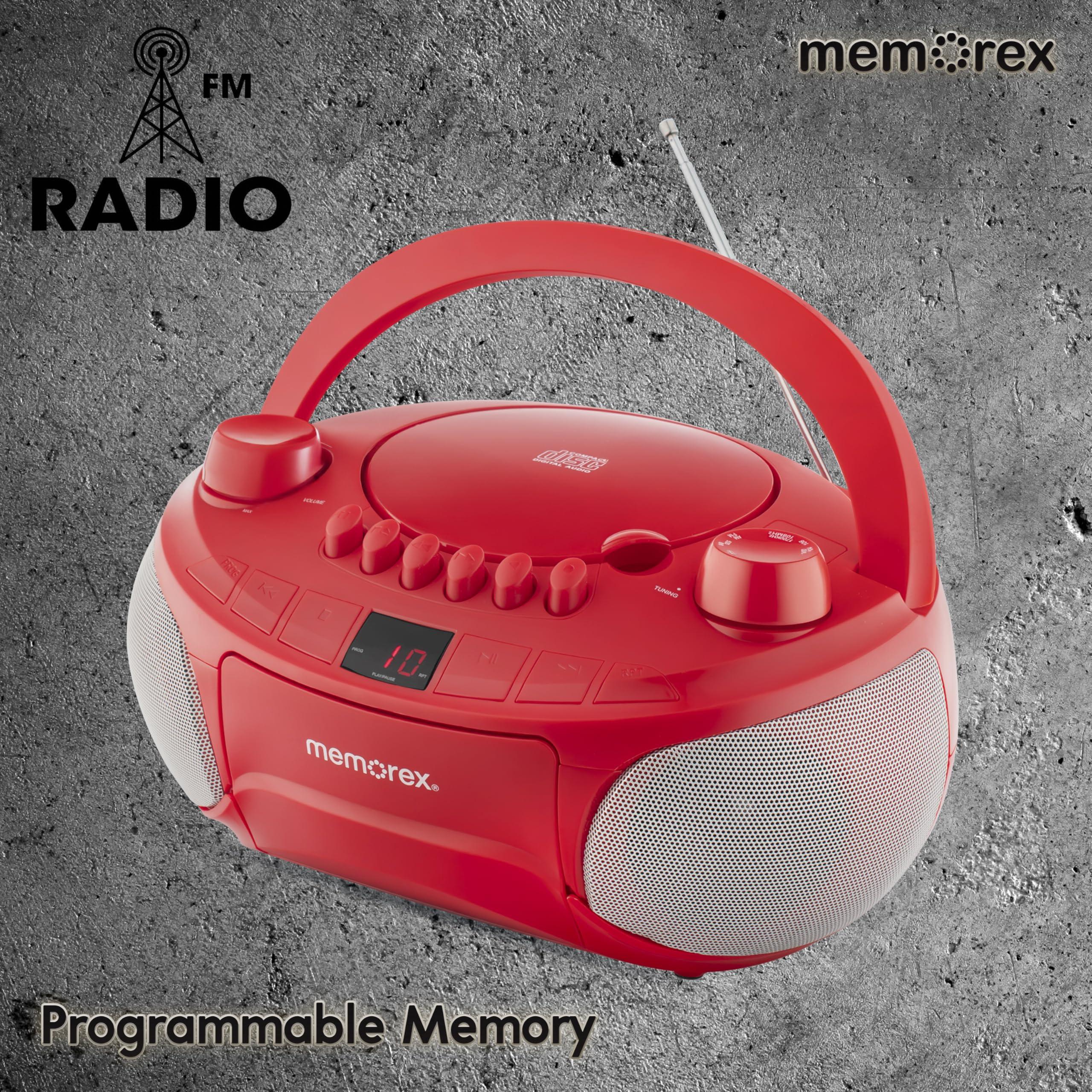 Memorex Memorex AM/FM Top Loading Cassette CD Player | Portable Stereo with Programmable Memory | Auxiliary Input, Auto-Stop Deck and LED Display (Red)