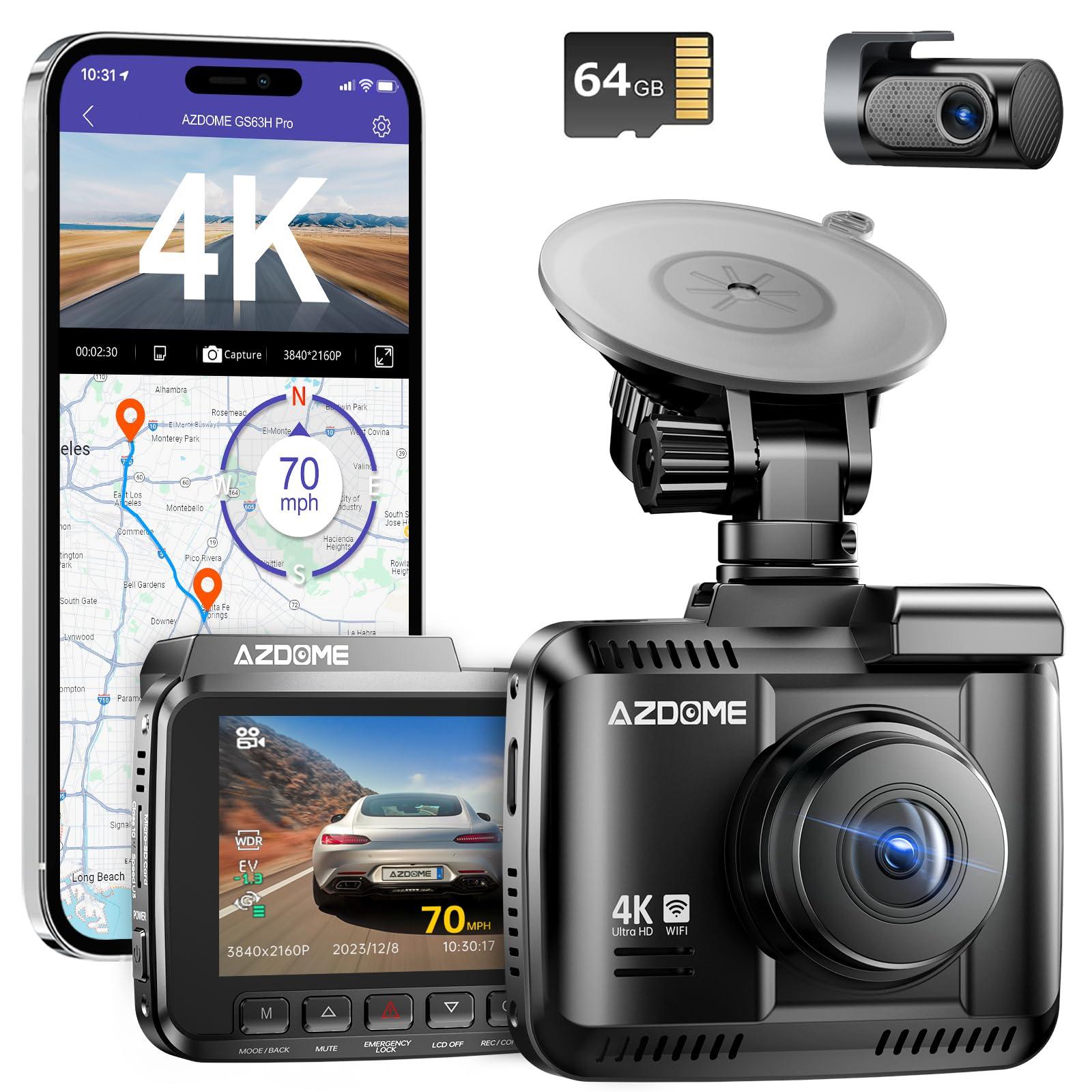 AZDOME AZDOME WiFi 4K Dash Cam Front and Rear with Mirror Mount Holder Kit
