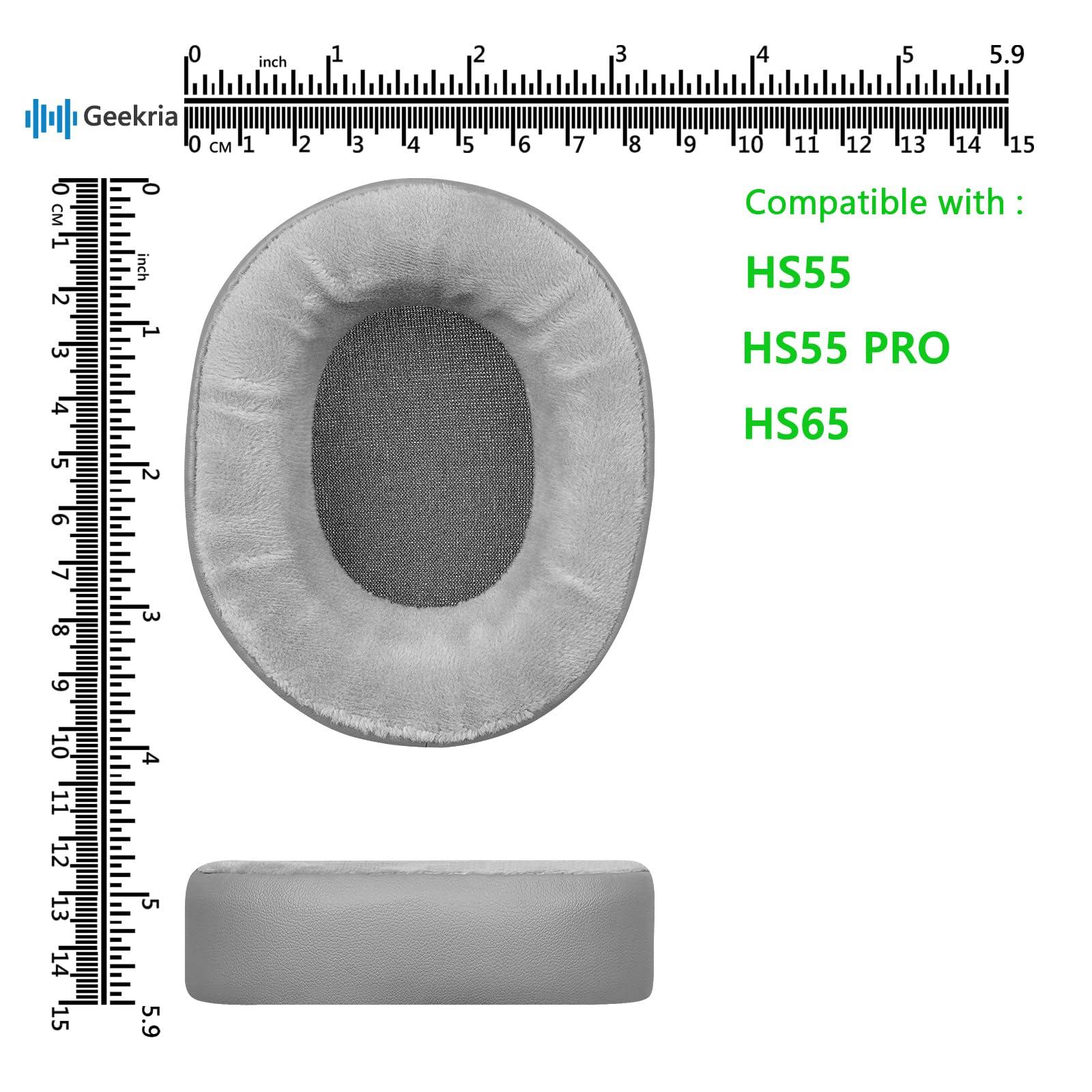 GEEKRIA Geekria Comfort Hybrid Velour Replacement Ear Pads for Corsair HS55, HS65 Headphones, Repair Parts (Grey)