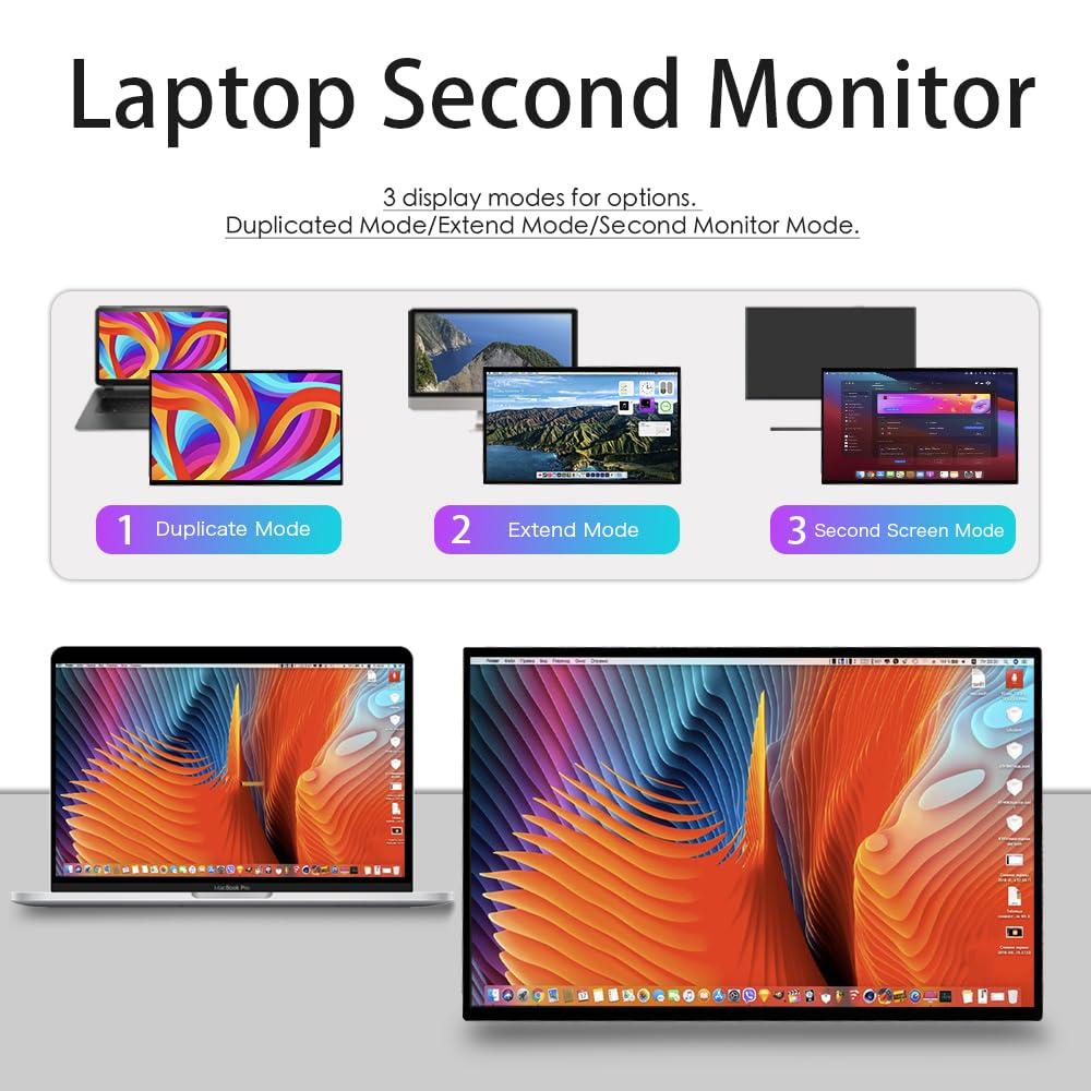LESOWN LESOWN 18\" 1920x1200 Ultra Thin Portable Gaming Monitor Widescreen 100% sRGB 400Nits VESA USB-C External Display, Built-in Speakers (18\" 1200P 120Hz No Touch)