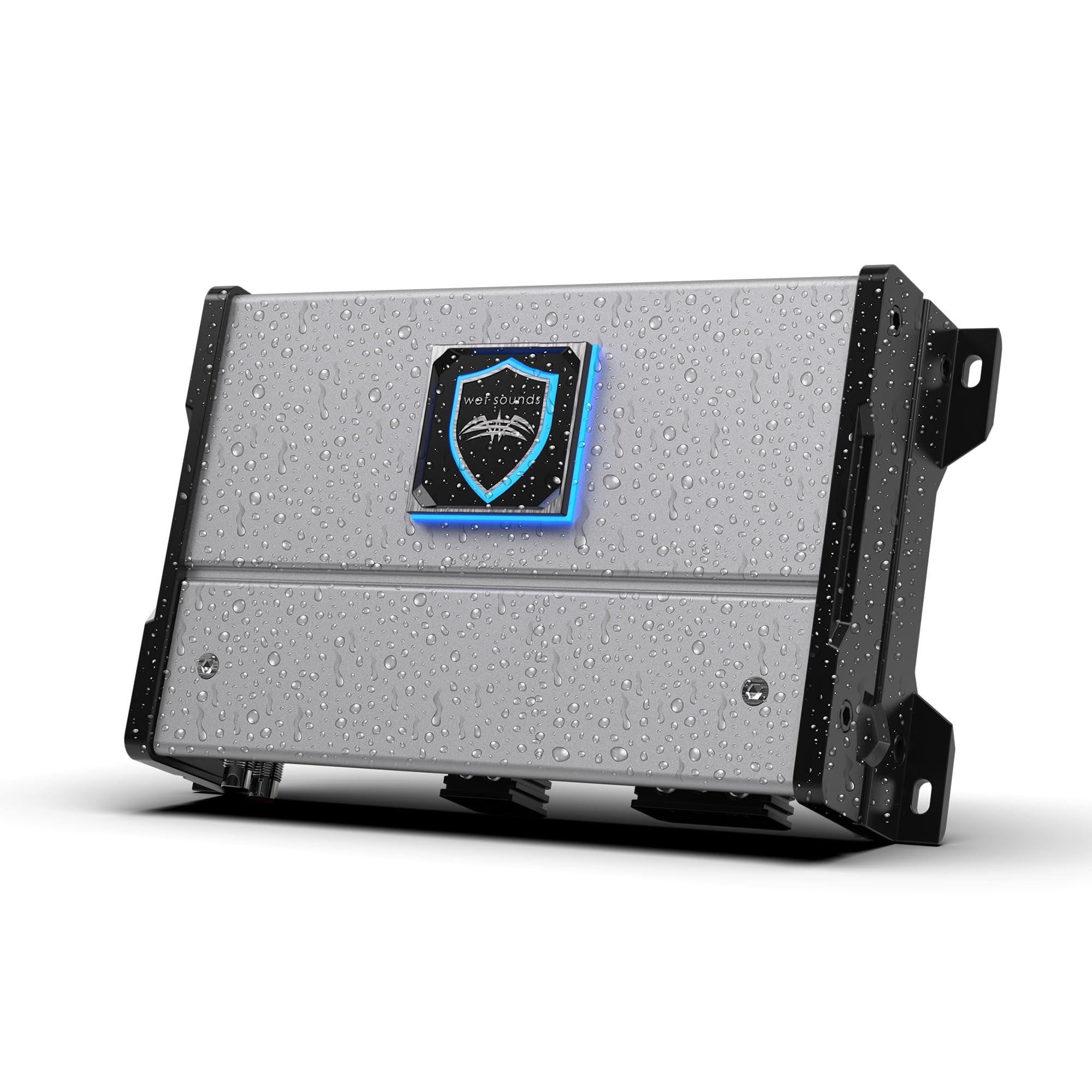 wet sounds Wet Sounds HTM-1 - HTM Series Full-Range Class-D 1200 Watt at 1-Ohm Mono Amplifier with REVO-10-FA-S4 10" Woofer Single 4 OHM and REVO-10-XS-B-SS-GRILLE White Stainless Grille