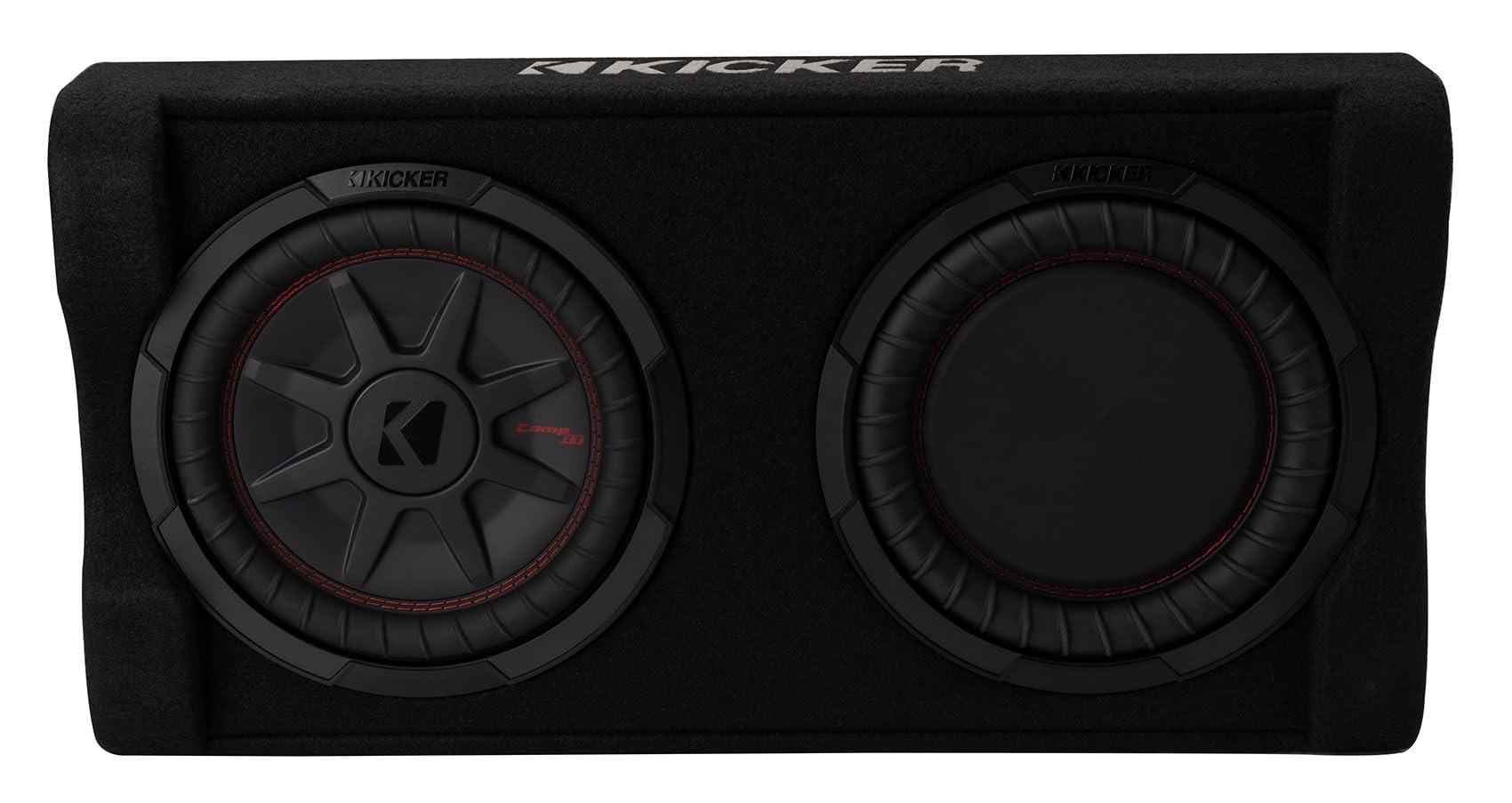 Audiosavings Audiosavings Bundle: Kicker 51PTRTP10 Powered Down-Fire Subwoofer+Enclosure Box PTRTP10 Bundle with Rockville RWK41 4 Gauge Complete Car Amp Wiring Installation Wire Kit with RCA's (2 Items)