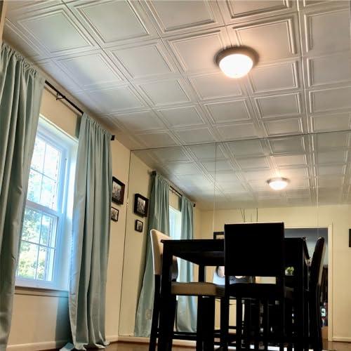 A La Maison Ceilings A La Maison Ceilings R24 Line Art Foam Glue-up Ceiling Tile (21.6 sq. ft./Case), Pack of 8, Plain White
