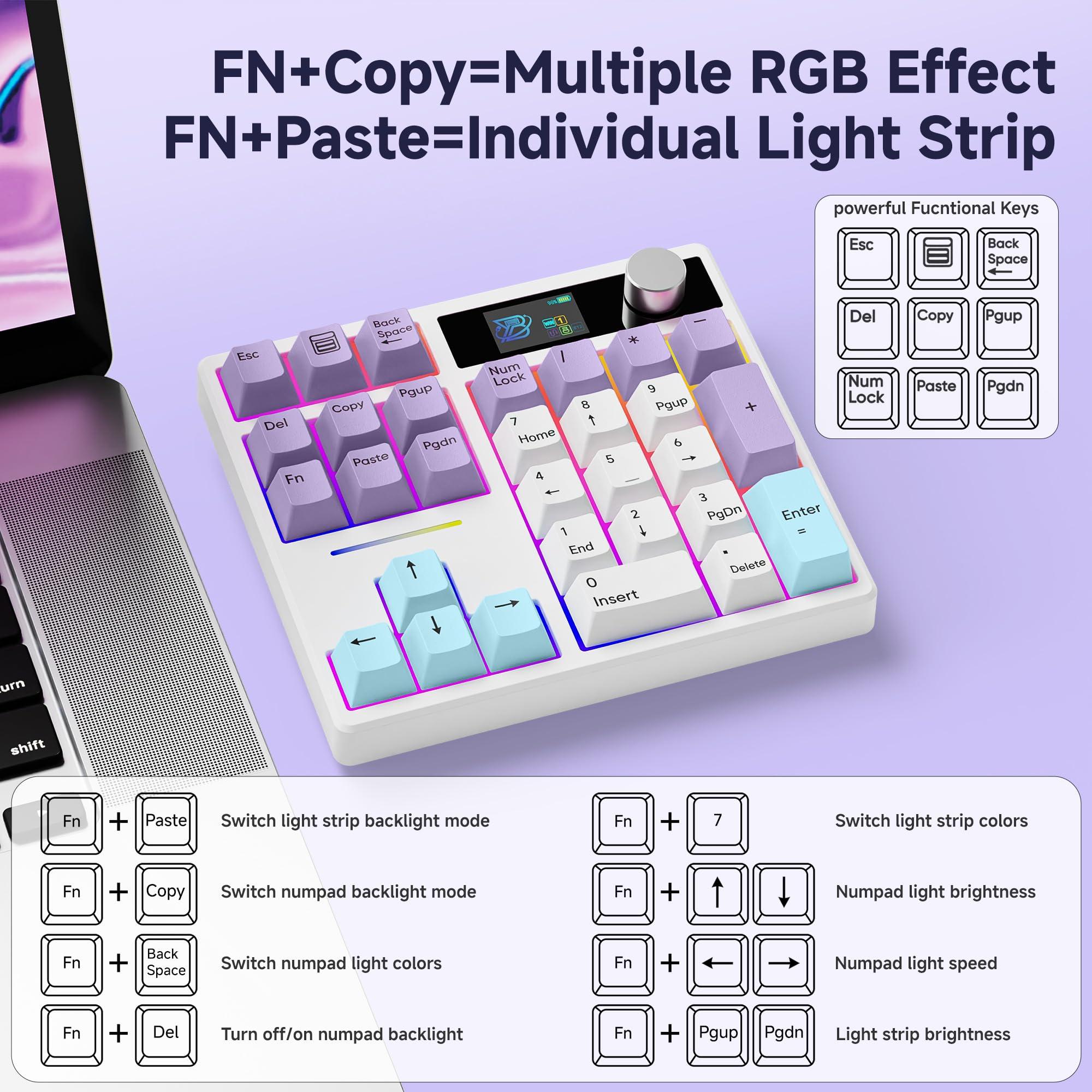 BOYI BOYI 66Pro 65% Mechanical Keyboard+31 Numpad+Matcha Keycaps with Screen Comb,Compact Gaming Keyboard for Win&Mac