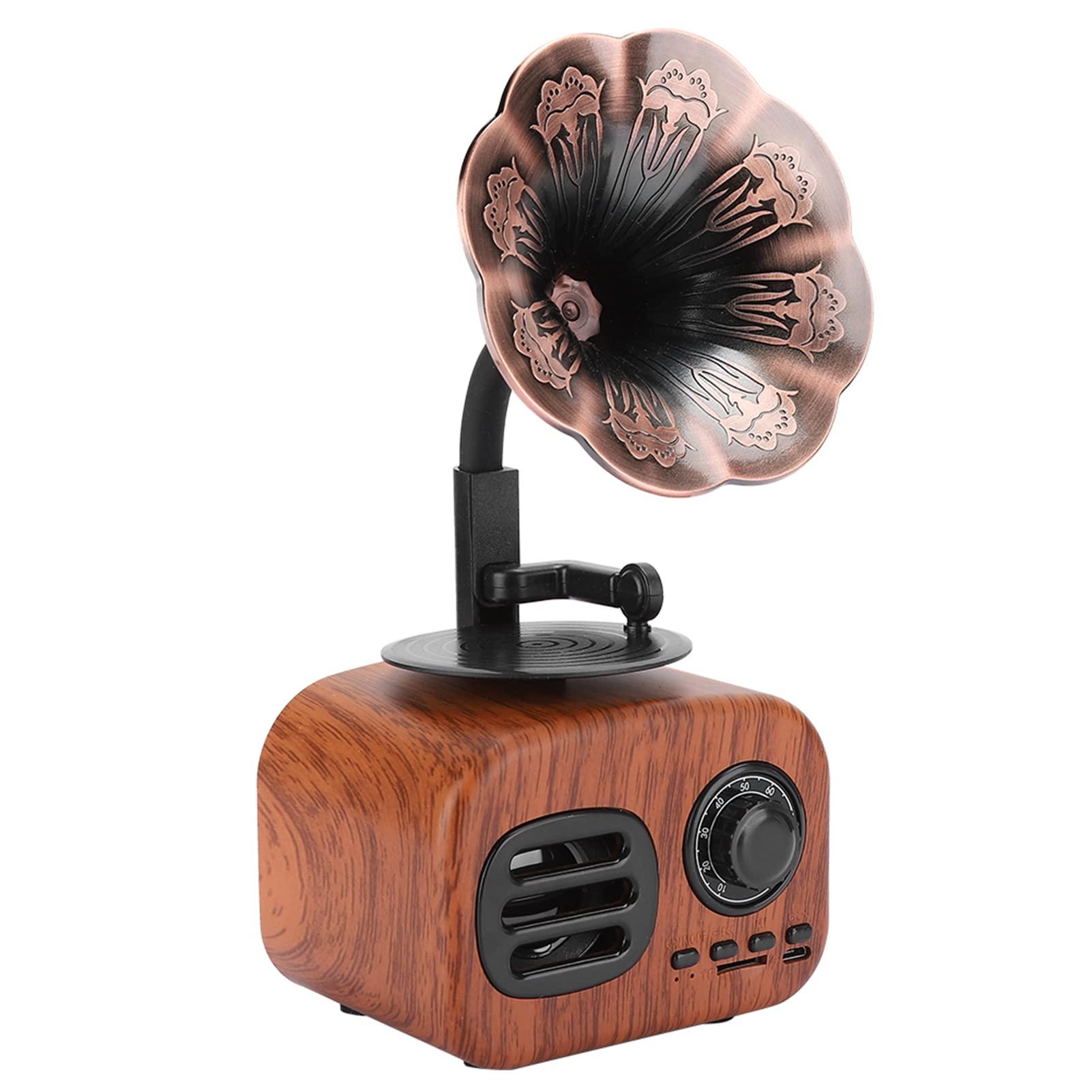 Sanpyl Mini Retro Speaker, Portable Retro Music Player Loudspeaker Support Plug in Card Easy to Carry Idea Gift for Friends (Walnut Wood)