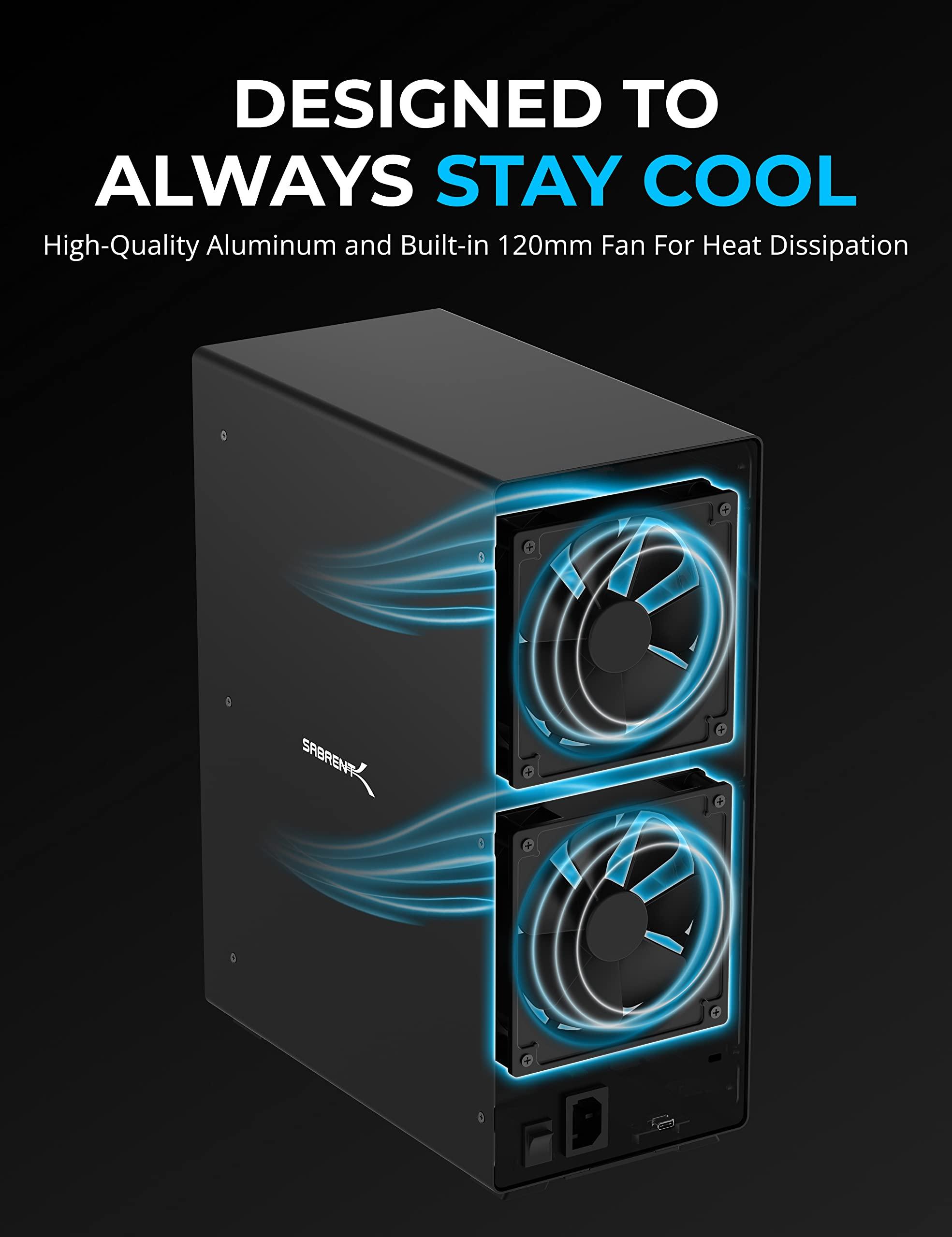 SABRENT SABRENT 10-Bay USB 3.2 Gen 2 SATA Docking Station for 3.5 HDD/SSD, 10 Gbps USB-C DAS, Tray-Less Hot-Swap, Aluminum Enclosure, Dual Cooling Fans, Individual Power Switches, No RAID (DS-UCTB)