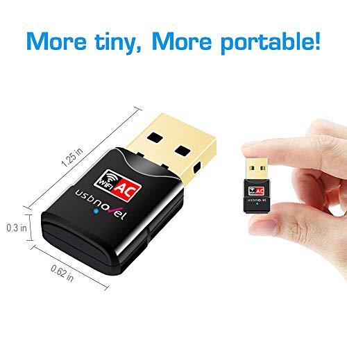 USBNOVEL USB WiFi Adapter for PC,600Mbps Dual Band WiFi USB 802.11AC WiFi Adapter for PC Desktop Laptop,2.4GHz,5GHz USB WiFi Dongle Wireless Network Card Adapter Support Windows10/8/7/XP,Mac OS 10.9-10.15