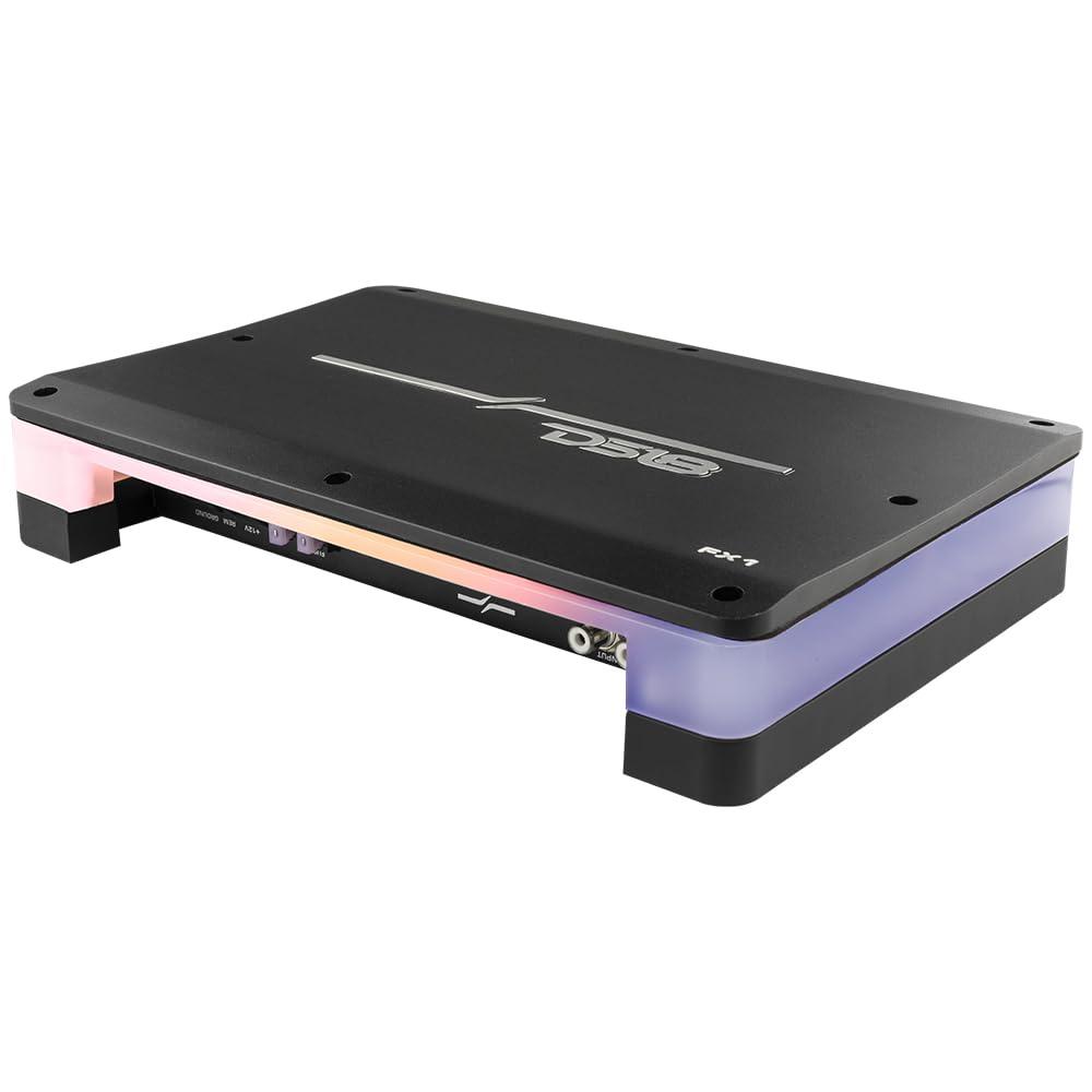 DS18 DS18 FX1 Monoblock Class D Amplifier with Flush/Surface Mount with RGB Dream LED Lights - Versatile Installation Options - Remote Subwoofer Level Control - 1 Channel Subwoofer Monoblock Amp 2700W Peak