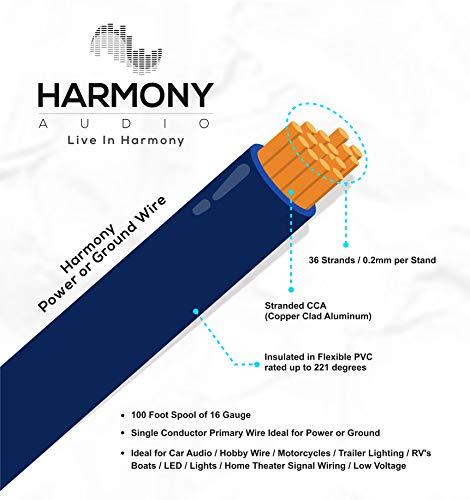 Harmony Audio Harmony Audio Primary Single Conductor 16 Gauge Power or Ground Wire - 2 Rolls - 200 Feet - Red & Black for Car Audio/Trailer/Model Train/Remote