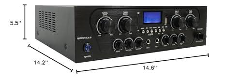 Rockville Rockville RPA40BT 4-Room Home Audio Kit Receiver+(8) Black Wall Cube Speakers