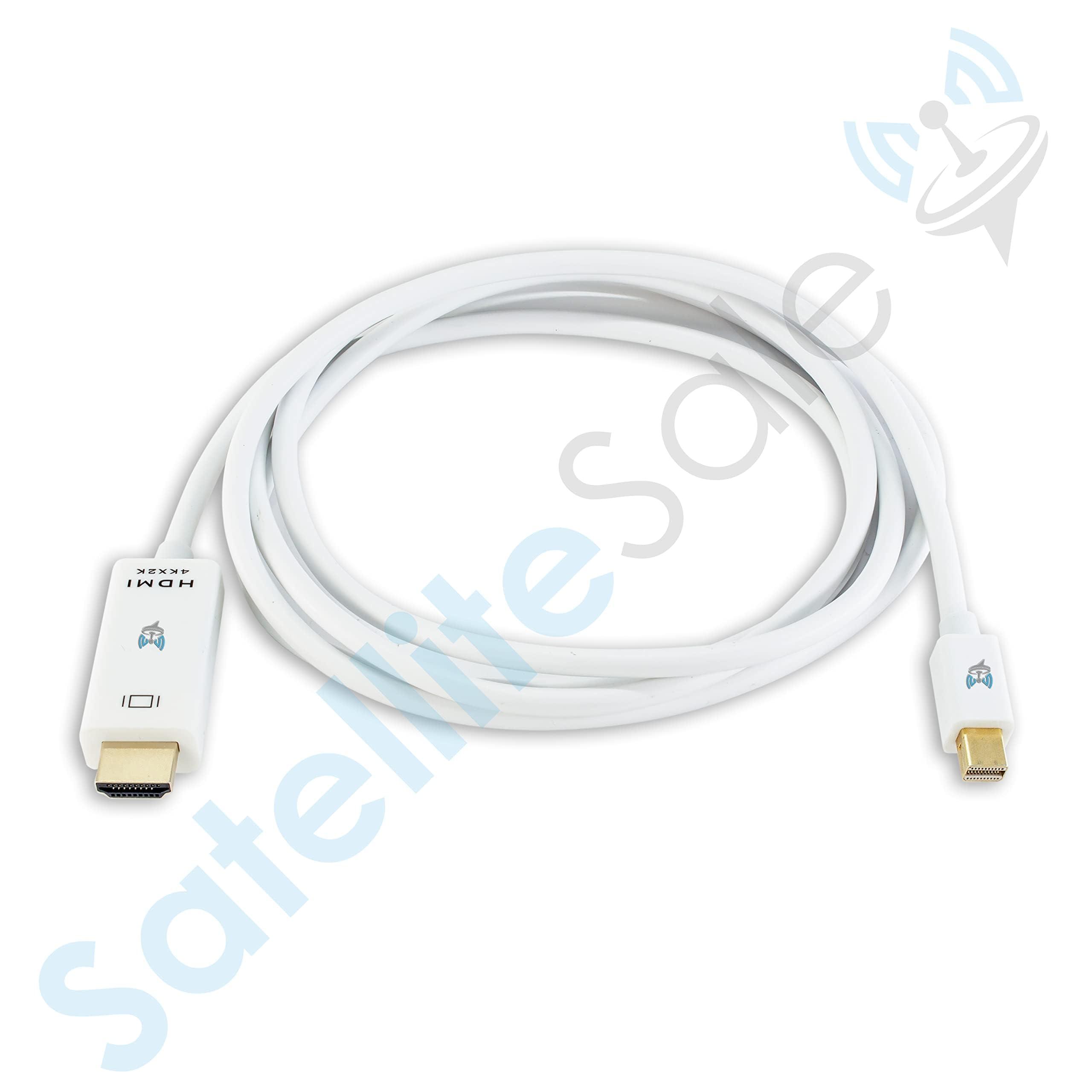 SatelliteSale SatelliteSale Uni-Directional Mini DisplayPort to HDMI Cable Male to Male 4K/30Hz 8.64Gbps Universal Wire PVC White Cord 3 feet