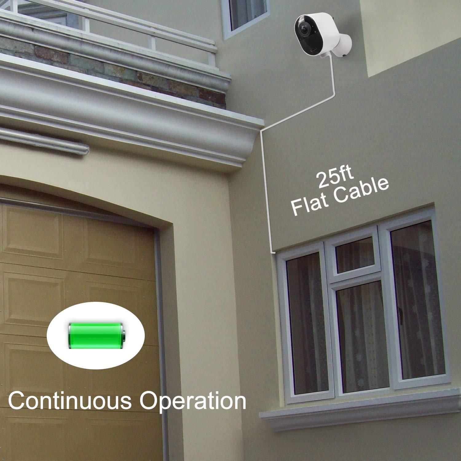 Uogw Uogw 3Pack 25FT Outdoor Magnetic Charging Cable for Arlo Pro 4/Arlo Ultra 2/Arlo Pro3/Arlo Ultra/Arlo Pro 5S 2K/Go 2 Camera,Power Adapter and Power Cable,Weatherproof Outdoor - (White)