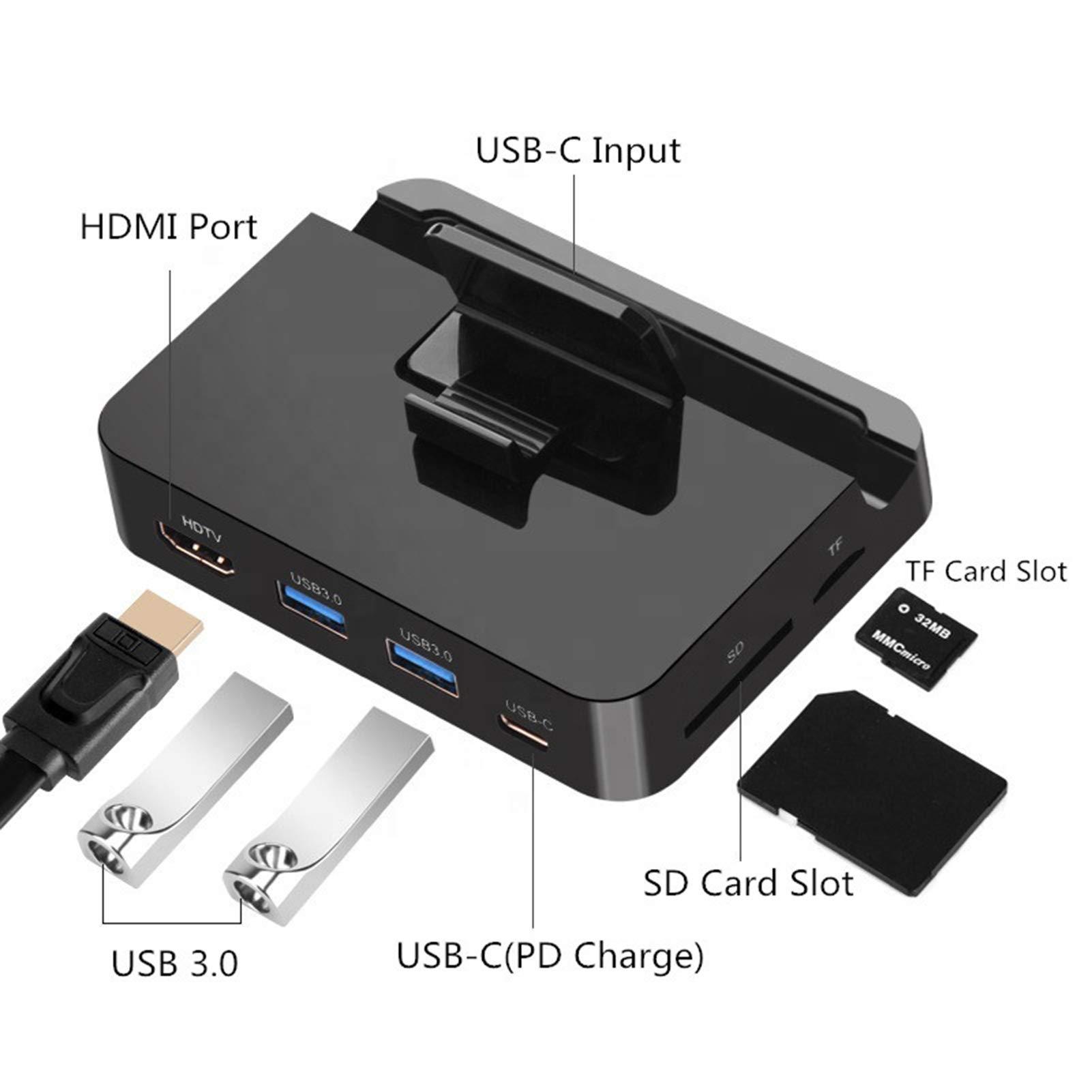 jehdfbvssjcbcsvfd USB Type C Hub Phone Charging Docking Station with 4K HDMI 2 USB3.0 SD TF Card Reader USB Extension Splitter for Huawei Mate10 P20 Samsung S8 S9