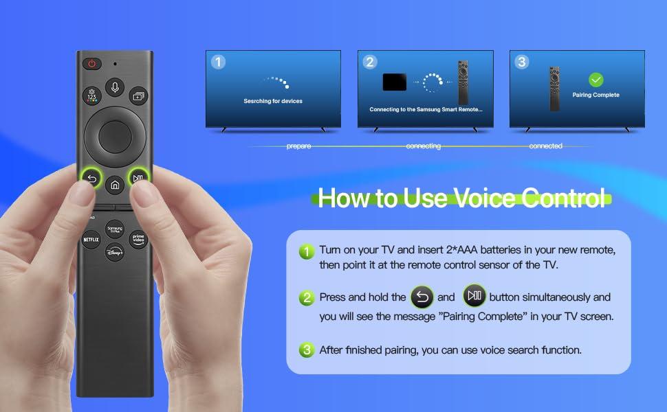 Amtone Replacement Voice Smart TV Remote for Samsung 2021 QLED 4K 8K Series Smart TV Q60A Q70A Q80A QN90A QN800A QN85A The Frame QLED 4K Smart TV Series (BN59-01385A No Solar Version)