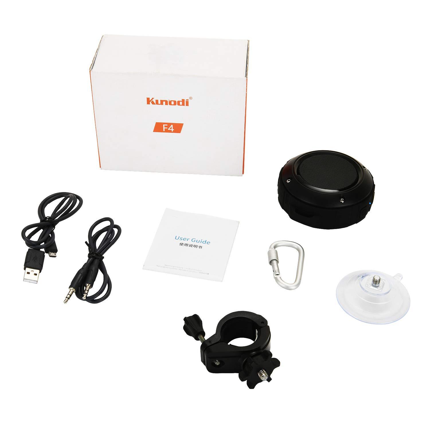 Kunodi Kunodi Outdoor Waterproof Bluetooth Speaker, Wireless Portable Shower Travel Bike Speaker with Subwoofer, Enhanced Bass, Built in Mic for Bicycle Riding, Sports, Pool, Beach, Hiking (Black & Bracket)