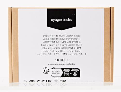 Amazon Basics Amazon Basics DisplayPort (Source) to HDMI (Display) Cable, Uni-Directional, 3 Foot, Black