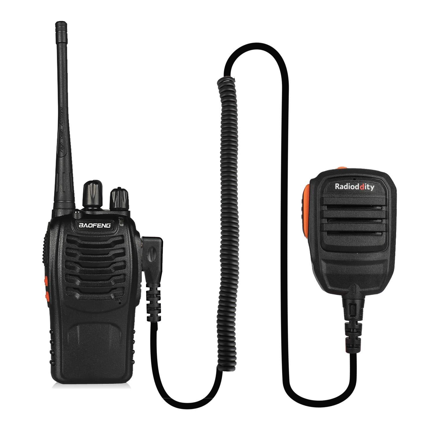Radioddity 2 Pack Radioddity GA-2S Long Range Walkie Talkies for Adults UHF Two Way Radio Rechargeable with Micro USB Charging + 2 Pack Radioddity RS22 Radioddity RS22 Remote Speaker Mic with Clear Sound