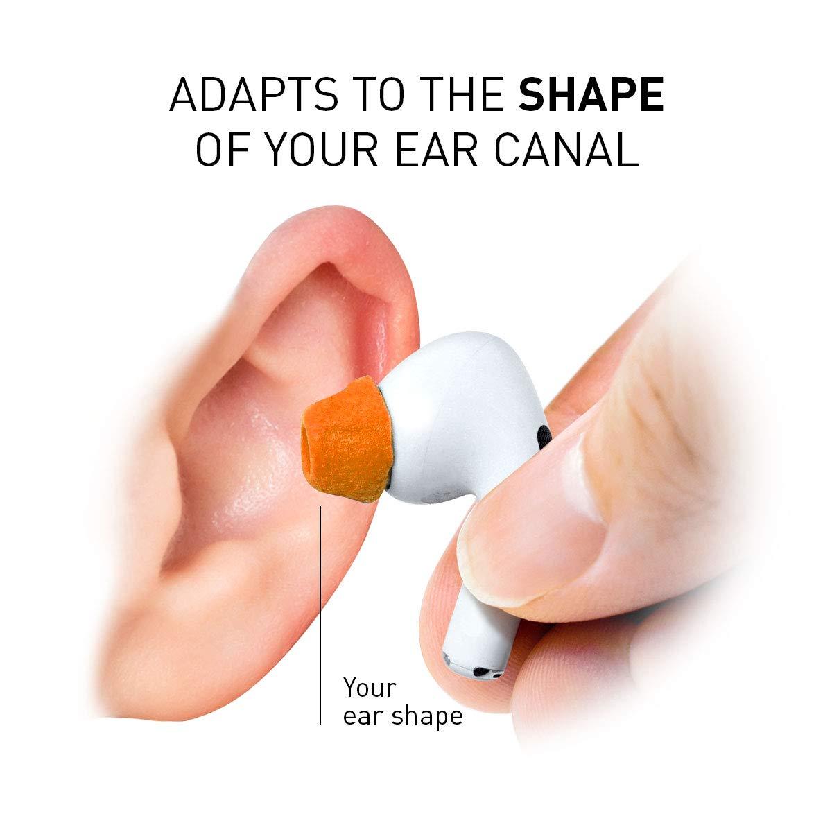 ADVANCED SOUND GROUP Eartune Fidelity UF-A Premium Memory Foam Tips for AirPods Pro (1st Gen & 2nd Gen) - Fits in Charging Case, Stays in Your Ears, Superb Sound Isolation, and Built-in Waxguard - Assorted S/M/L, [Orange]