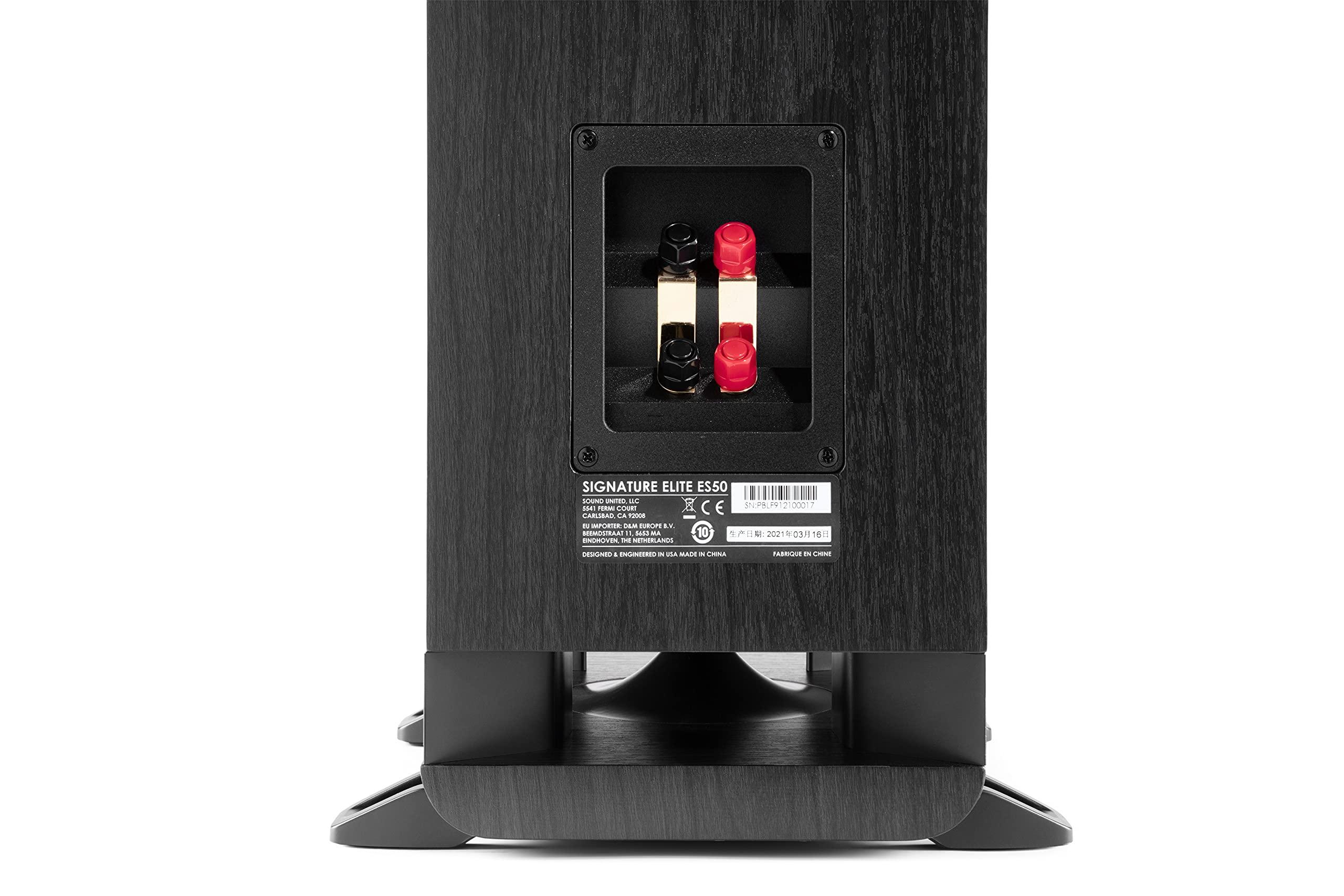 Polk Audio Polk Signature Elite ES50 Tower Speaker - Hi-Res Audio Certified, Dolby Atmos & DTS:X Compatible, 1\" Tweeter & (2) 5.25\" Woofers, Power Port Technology for Effortless Bass, Stunning Black