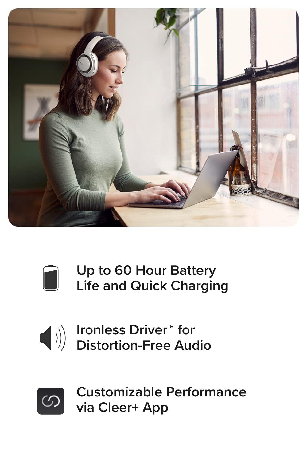 Cleer Cleer Enduro ANC Noise Cancelling Over the Ear Bluetooth Headphones with Mic, 60 Hrs Playtime, Noise Canceling, Ambient EQ Modes, Hi-Res Audio, Deep Bass, Multi-Point Connect, Bluetooth 5.0, Dark Navy