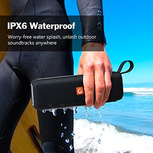 DOSS DOSS Bluetooth Speaker, E-go II Portable Speaker with 12W Superior Sound and Loud Bass, IPX6 Waterproof, Built-in Mic, 12H Playtime, Waterproof Speaker for Pool, Beach, Outdoor, and Travel - Grey