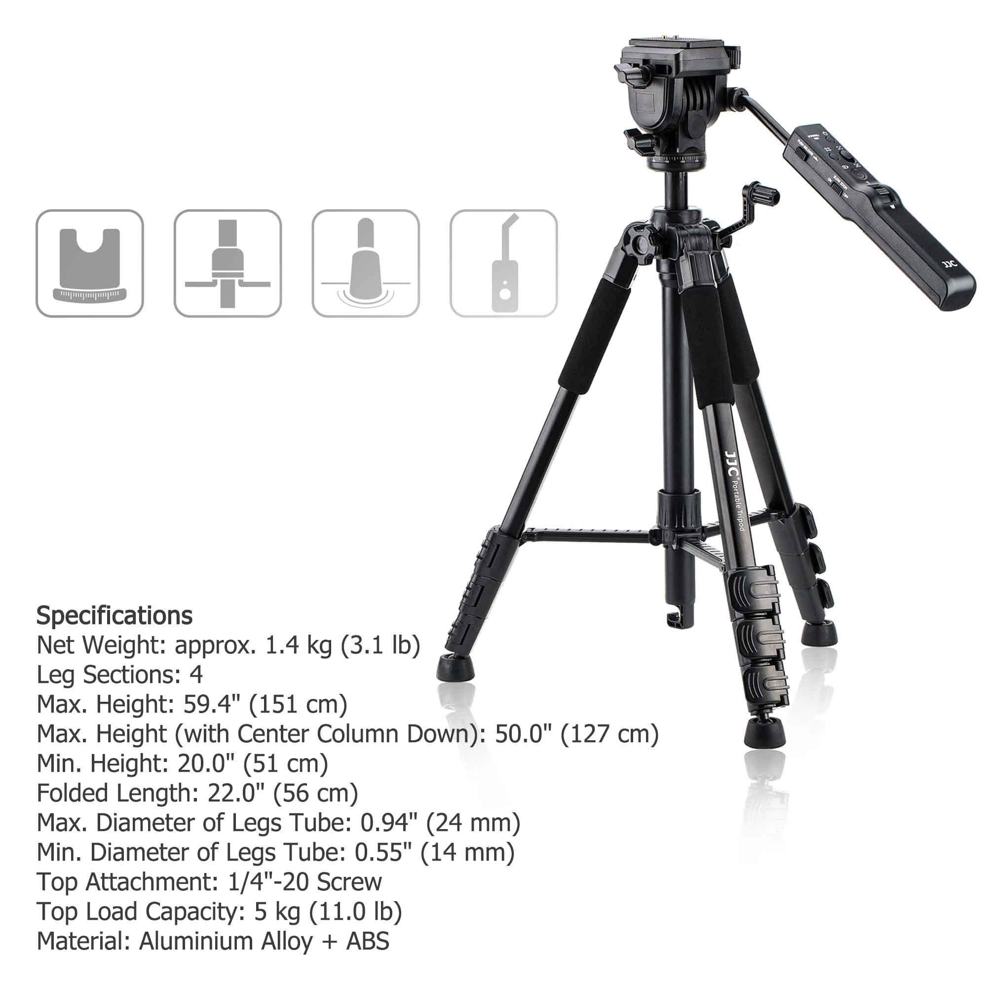 Kiorafoto Kiorafoto Camera Tripod with Remote Control and Rain Cover: Replaces Sony VCT-VPR1, Black Aluminum, Compatible with Sony Cameras/Camcorders