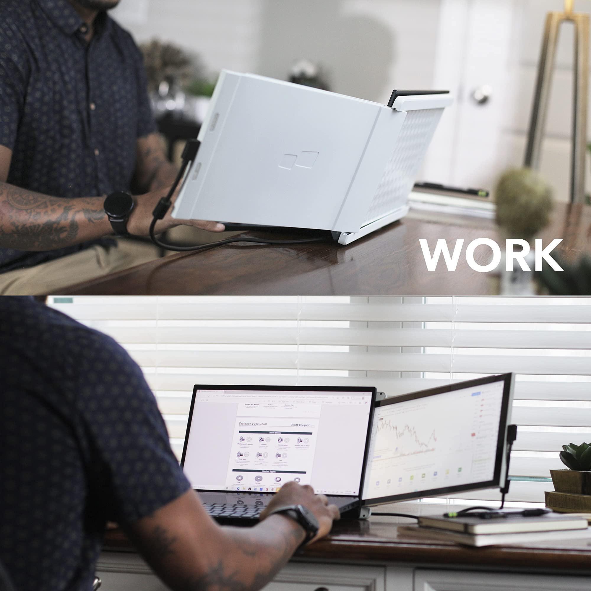 Duex Portable Monitor -Mobile Pixels Duex Lite Laptop Monitor with 12.5" Full HD 1920x1080p IPS Display,USBC Monitor Extender,Plug and Play,Any Laptops Compatible (White) (Renewed)