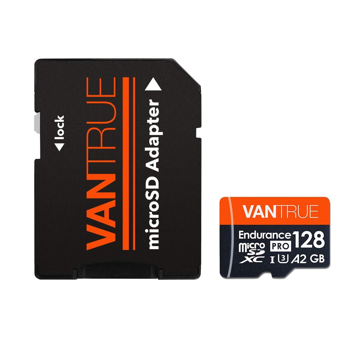 VANTRUE Vantrue 128GB U3 microSDXC UHS-I 4K UHD Video Monitoring Memory Card with Adapter for Dash Cams, Body Cams, Action Camera, Other Surveillance & Security Cams