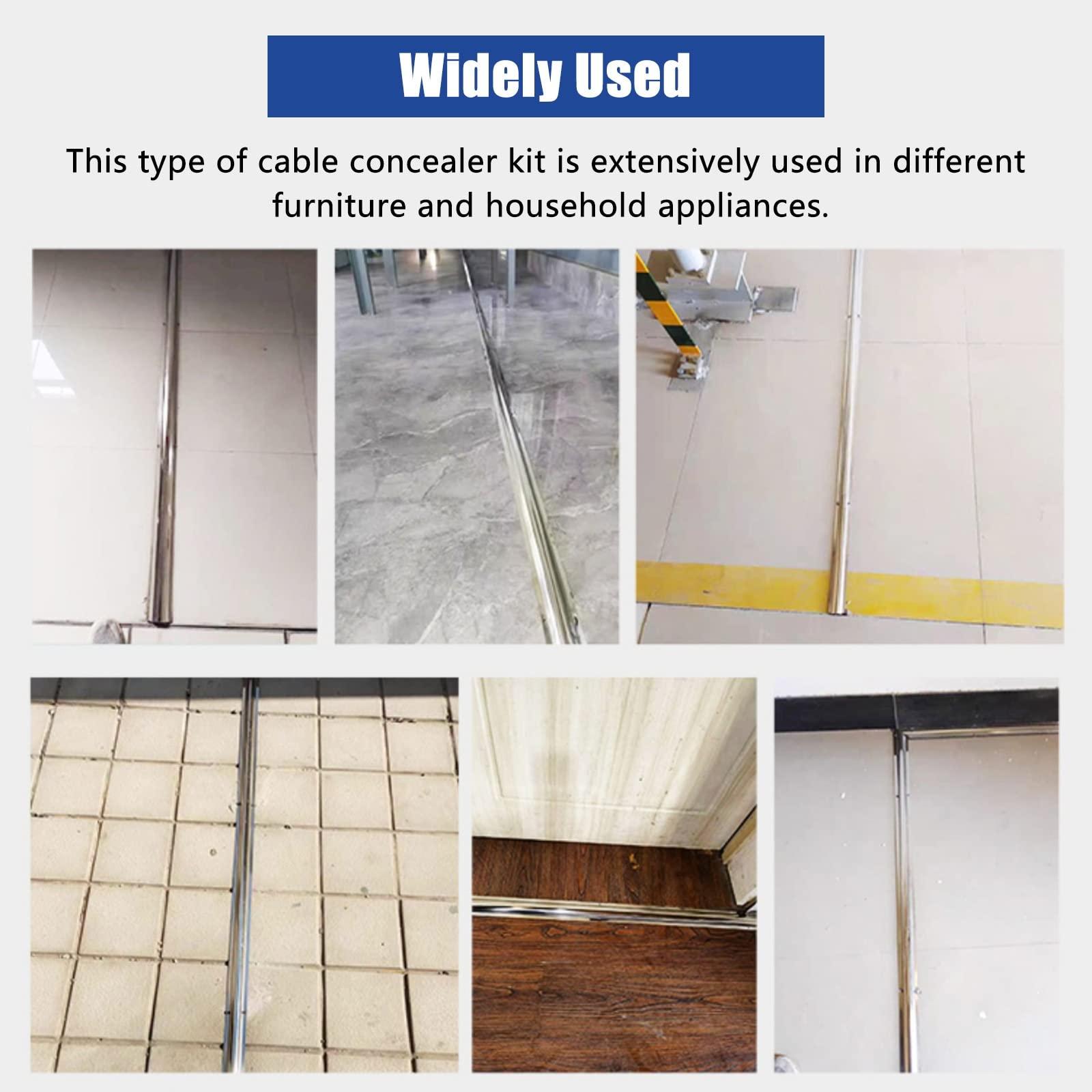 ZJKXJH Wire Guard Raceway Stainless Steel, Half Round Silver Metal Cord Cover 1M Long, Cable Concealer for Ceiling, Corner, Floor, Perforated Installation ( Color : Regular , Size : 10cm/3.9in-40 cable )