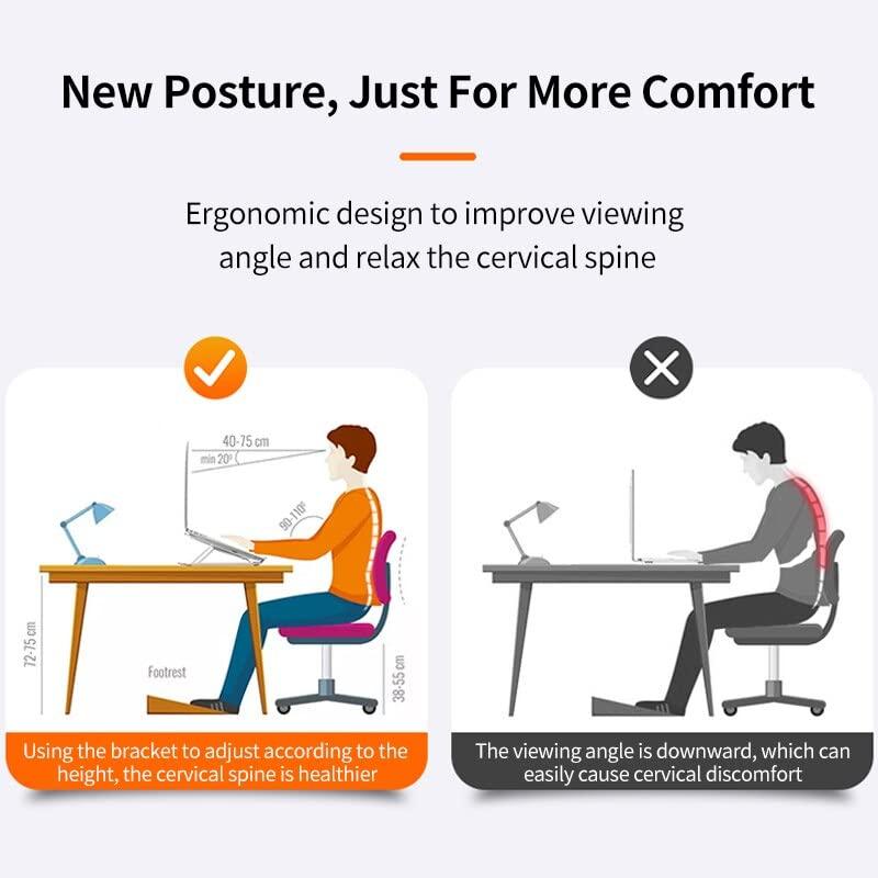 TranLong Portable Laptop Stand, Universal Portable Laptop Stand Adjustable ABS or Aluminum Desktop Stand for MacBook Air Pro Tablet Laptop Holder (Silver)