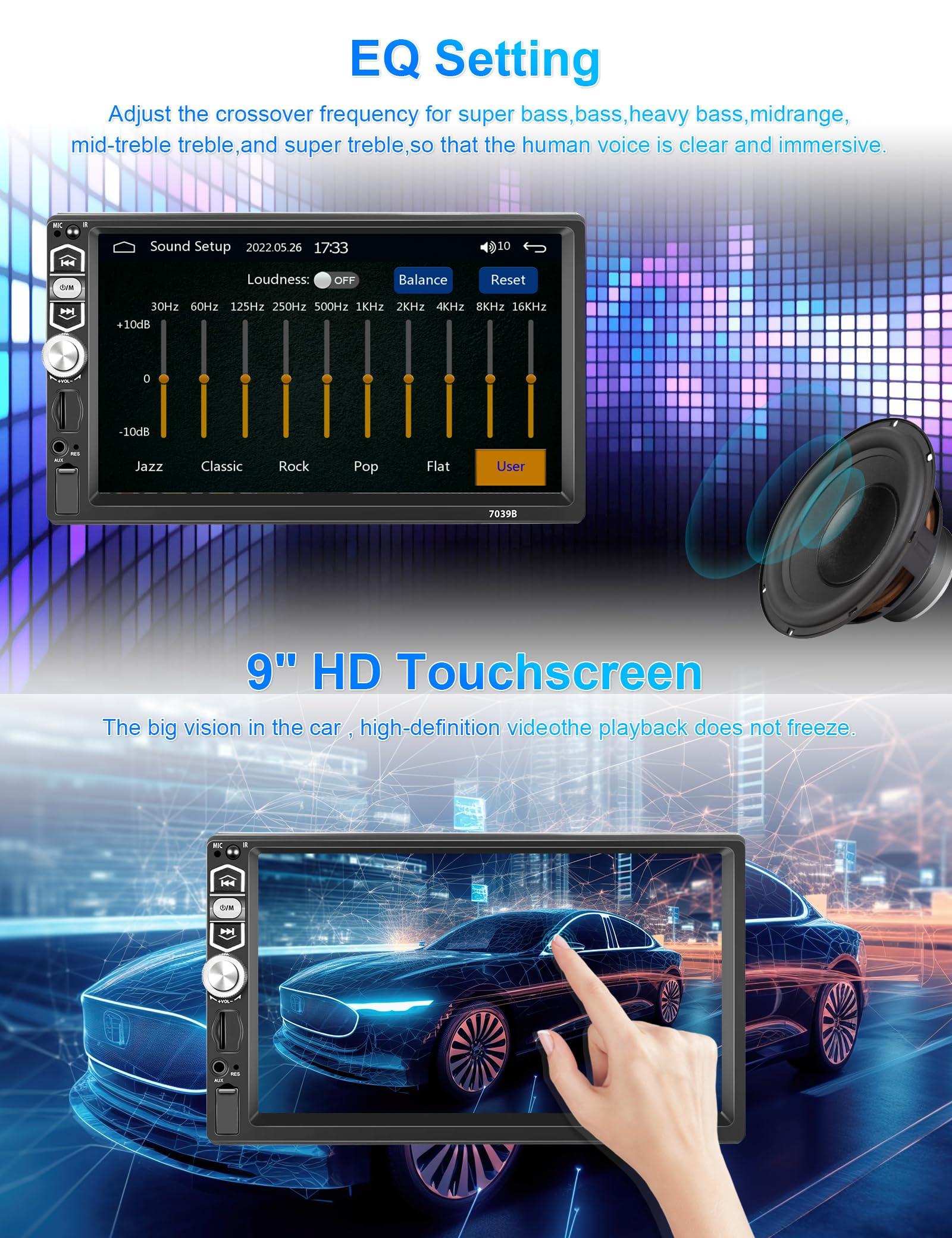 podofo Single Din Car Stereo Radio with Carplay Android Auto,Podofo 7Inch 1080P HD IPS Touchscreen 5.1Bluetooth Car Radio Audio Support FM Radio EQ Mirror Link SWC USB/TF/Aux-in Ports+Backup Camera