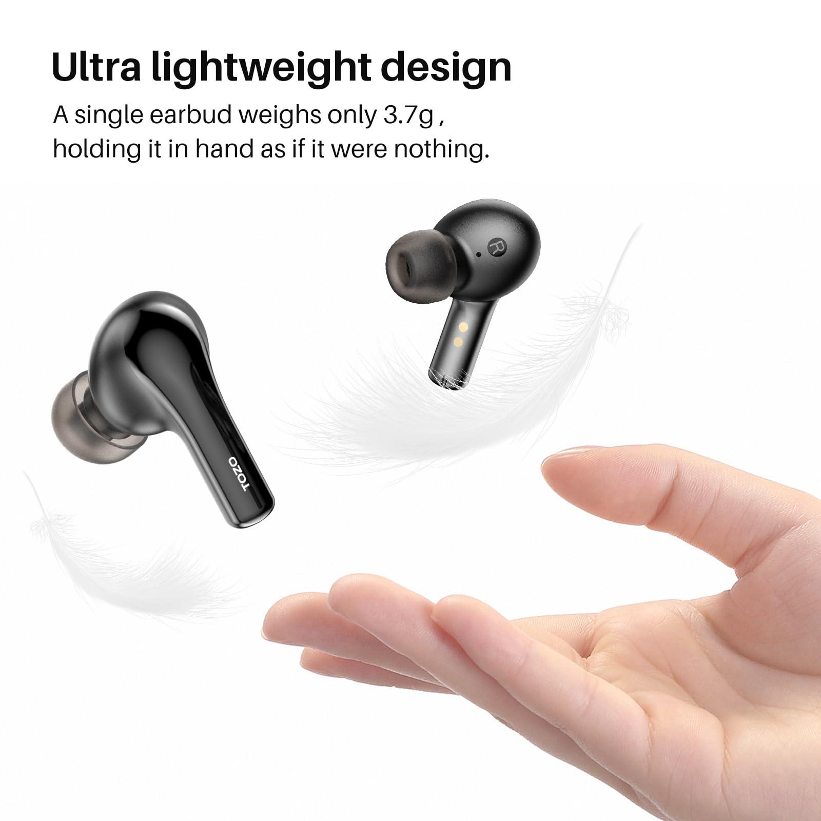 TOZO TOZO A2 Mini Wireless Earbuds Bluetooth 5.3 in Ear Light-Weight Headphones Built-in Microphone, IPX5 Waterproof, Immersive Premium Sound Long Distance Connection Headset with Charging Case, Black