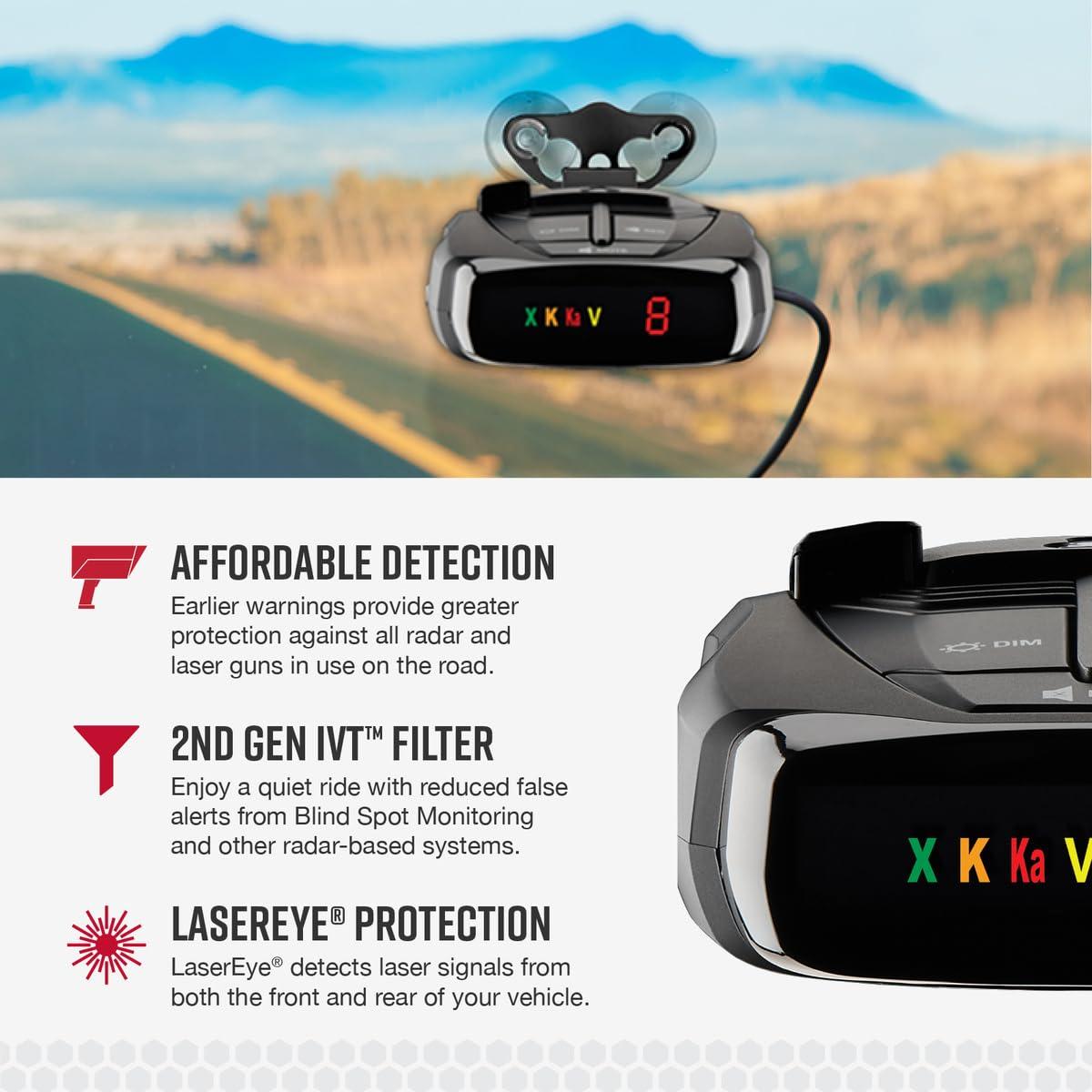 Cobra Cobra RAD 380 Laser Radar Detector – Long Range Detection, LaserEye Front and Rear Detection, IVT Filtering, Updateable Software, Adjustable Sensitivity, Digital Signal Processing, Black