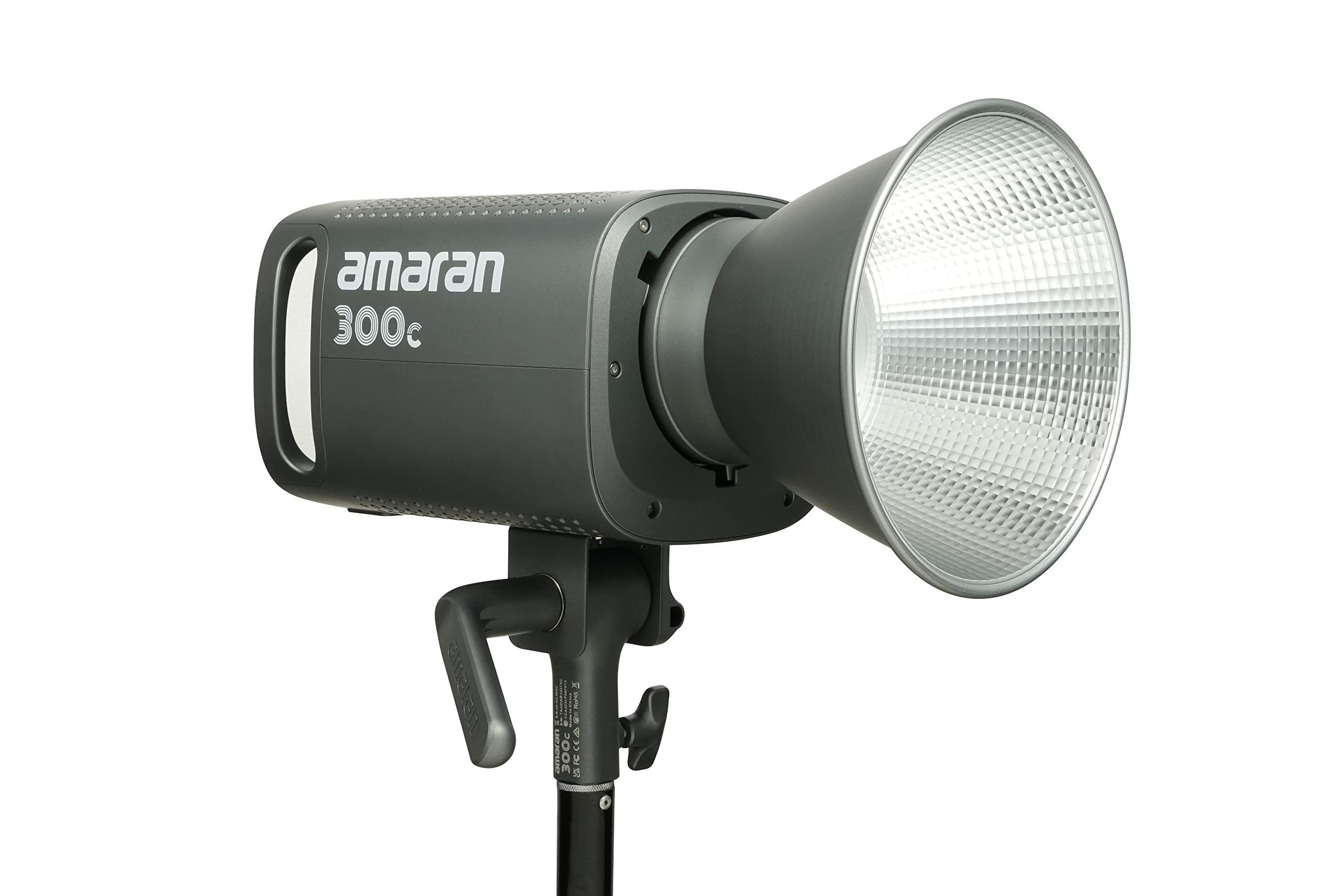 Aputure Aputure Amaran 300c RGBWW 300W COB Video Light Bowen Mount,26,580 lux @1m with Hyper Reflector,2,500K to 7,500K CCT with G/M Adjustment,APP Contorl (Grey)