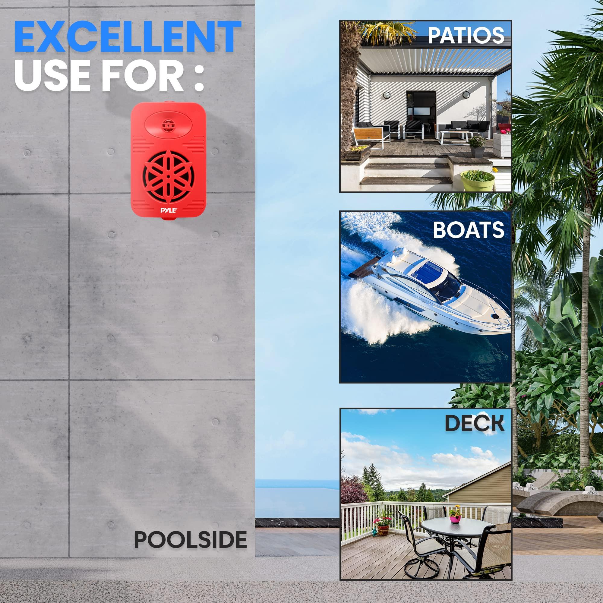 Pyle PyleUsa Bluetooth Indoor Outdoor Speakers Pair - 300 Watt Dual Waterproof 4 2-Way Full Range Speaker System w/ 1/2 High Compliance Polymer Tweeter Home,Boat, Marine,Deck, Patio,Poolside - PDWRBT46RD