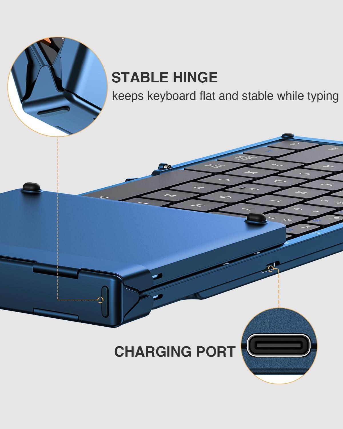 ProtoArc ProtoArc Foldable Bluetooth Keyboard, XK01 Folding Wireless Portable Keyboard with Number Pad, Full-Size Travel Keyboard for Windows iOS Android Tablet Smartphone Laptop PC - Dark Blue