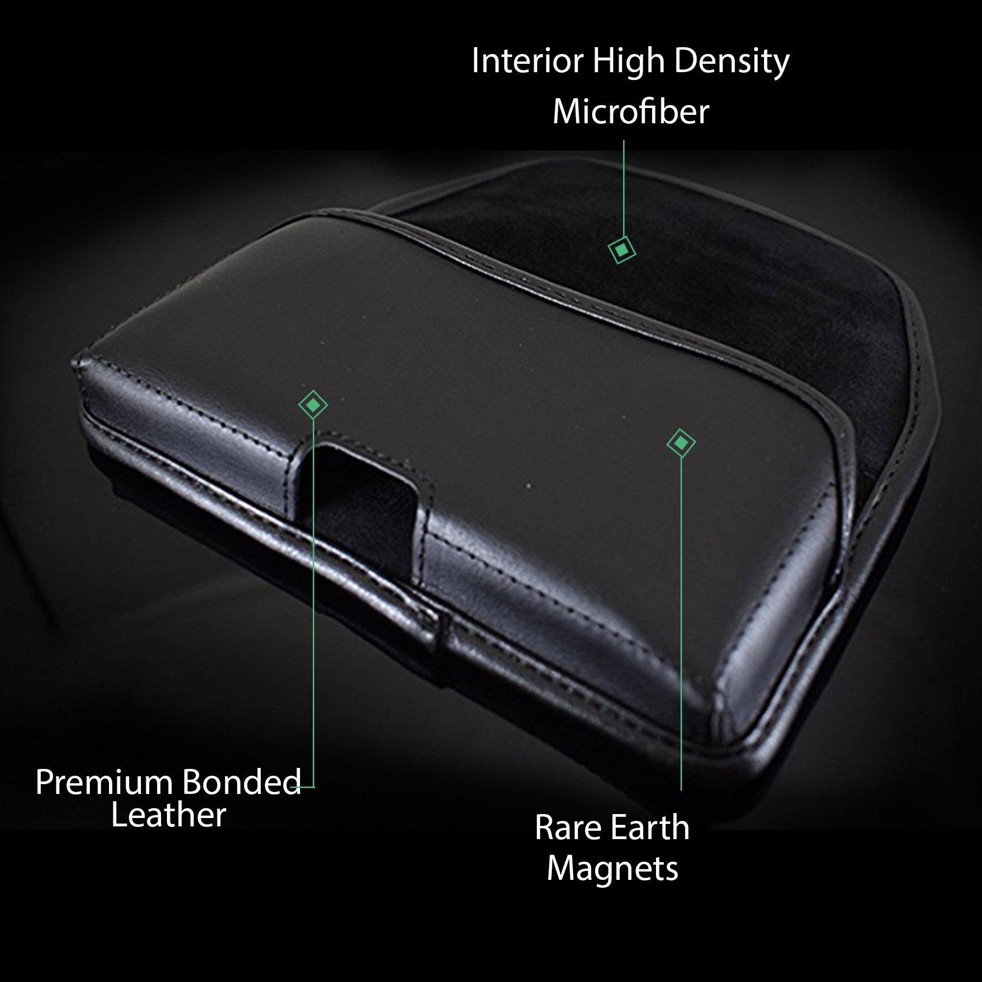 TurtleBack Turtleback Belt Case Made for Apple iPhone SE 5 5c 5s Black Holster Leather Pouch with Heavy Duty Rotating Ratcheting Belt Clip Horizontal