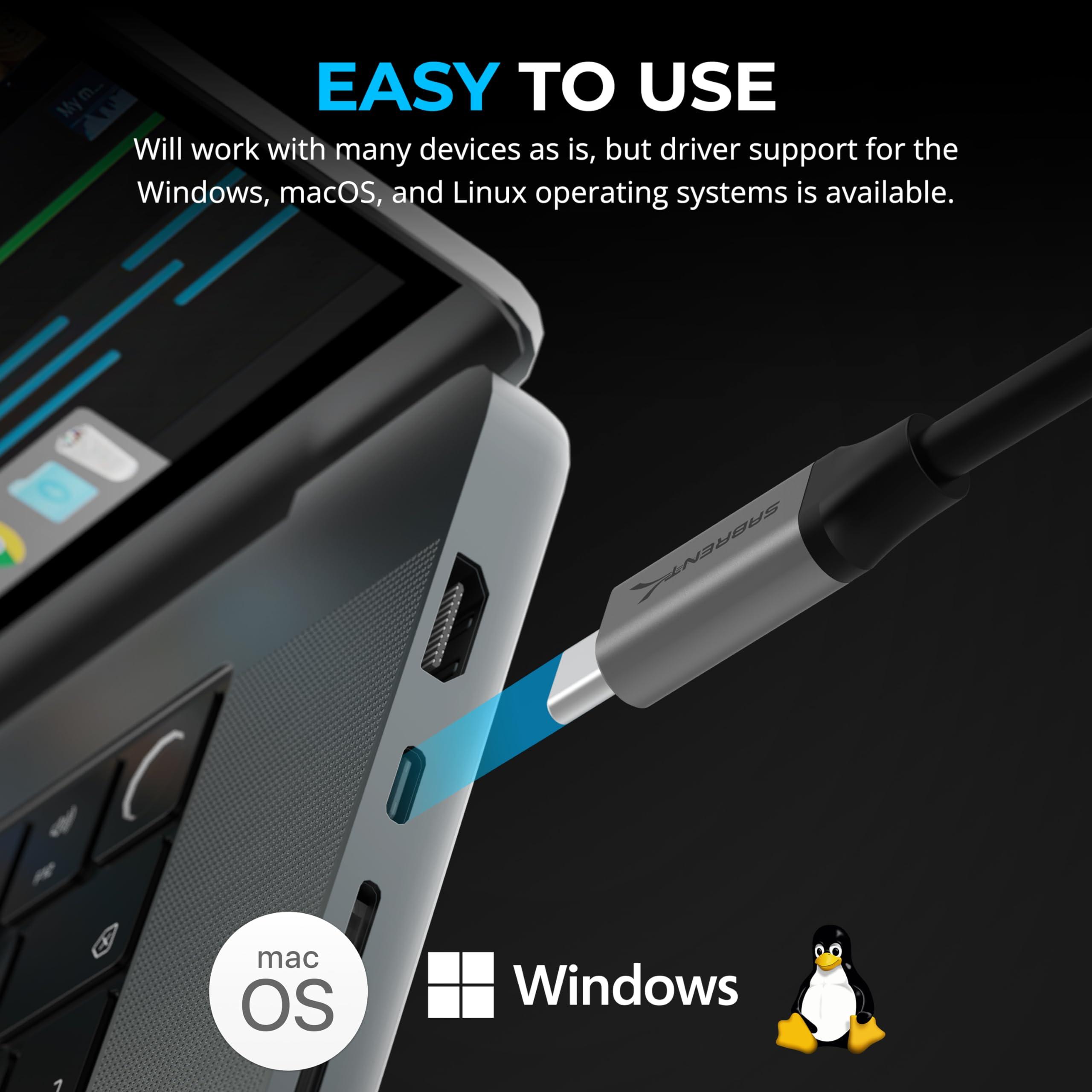 SABRENT SABRENT USB-C to 2.5Gbps Ethernet Adapter, Aluminum USB-C to RJ45 Network Adapter for MacBook Pro/Air, iPad Pro (2018 & Later), Windows, Linux (NT-25GA)