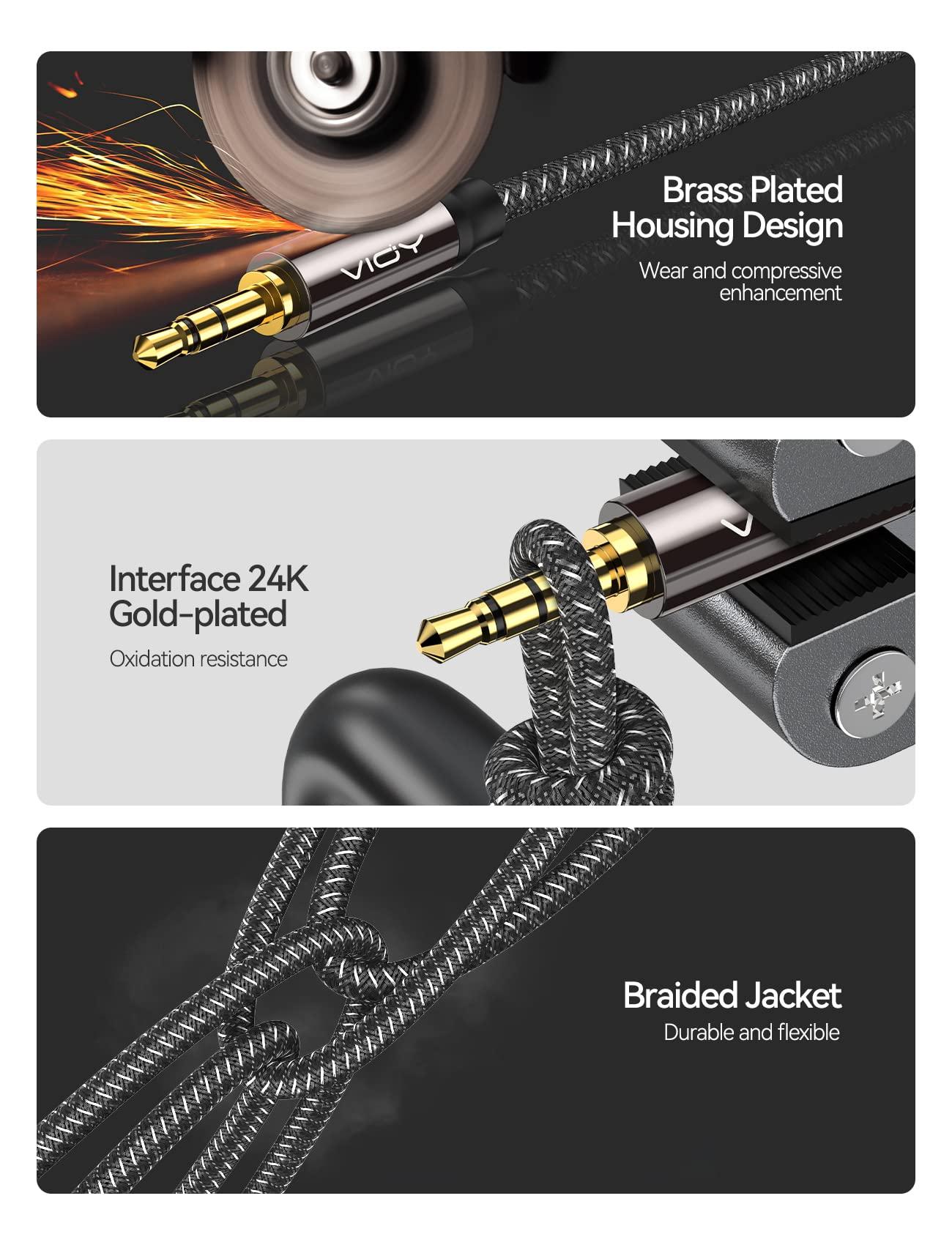 VIOY VIOY Headphone Extension Cable 20 FT,[Copper Shell, Hi-Fi Sound] 3.5 mm Male to Female Stereo Audio Cable Nylon Braided Aux Cord for Smartphones, Tablets, Media Player