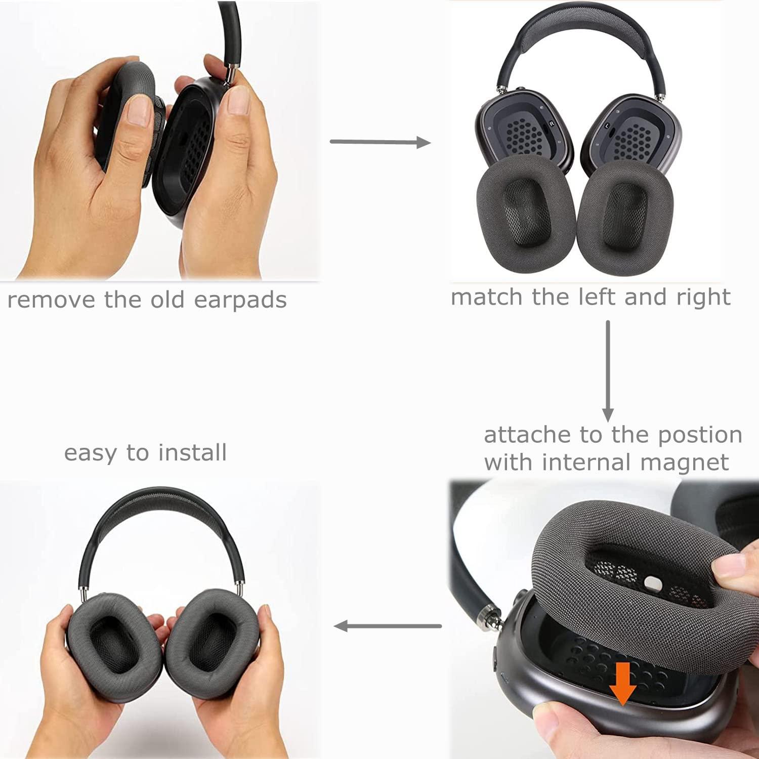 WJIAW ear cushions for appple AirPods Max replacement leather earpads sweat proof ear cups cushion replace for airpod max headphone with protein leather memory foam and magnet (green)