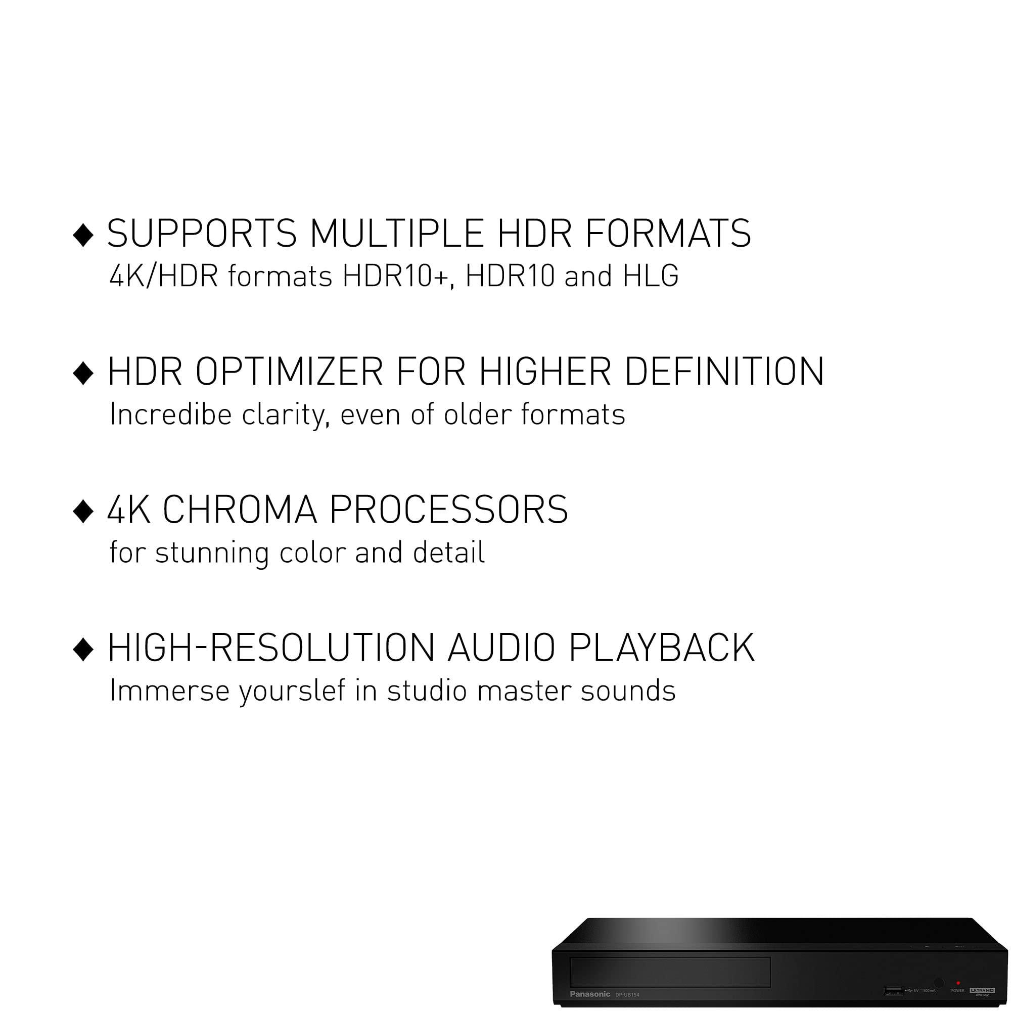 Panasonic Panasonic 4K Blu Ray Player, Ultra HD Premium Video Playback and Hi-Res Audio - DP-UB154P-K (Black)