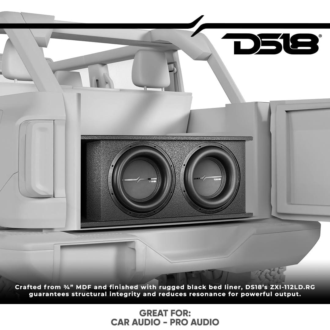 DS18 DS18 ZXI-212LD.RG Loaded Double Vented 12" Subwoofer Enclosure 2000 Watts RMS 4000 Watts Max Power - Bass Package 2 x ZXI12D4 12 inches Subwoofer in a Ported Rugged Box