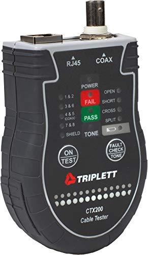 Triplett Triplett Pocket CAT LAN Tester for RJ45, CAT 5/6, and Coax Cables with Instant Pass/Fail Results (CTX200)