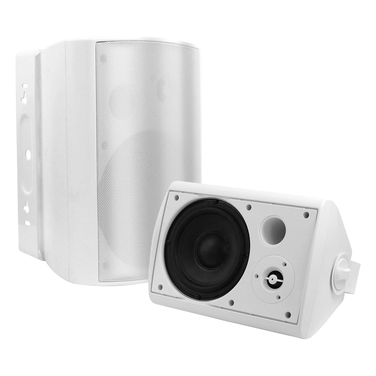STUDIOFINIX STUDIOFINIX 6.5 Inches Indoor Outdoor Bluetooth Speakers Waterproof Wired Wall Mount Active Speakers 400 Watt for Patio Garage,Deck,Backyard (White)