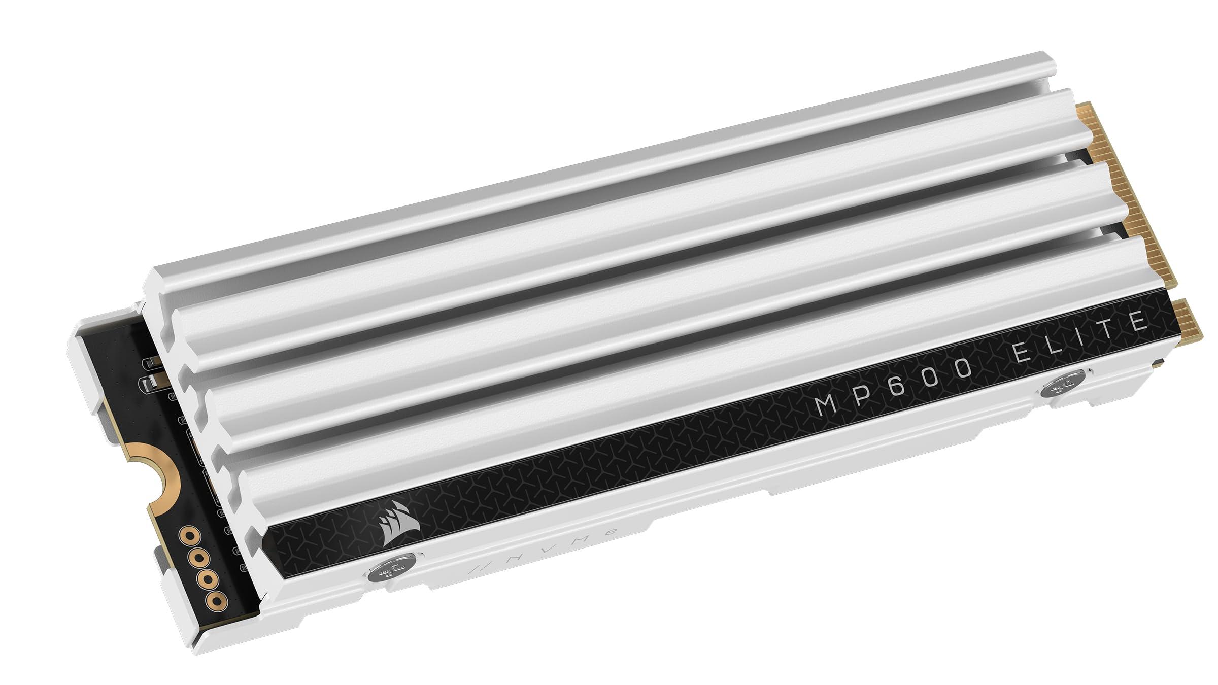 Corsair Corsair MP600 Elite 2TB M.2 PCIe Gen4 x4 NVMe SSD Optimized for PS5 Included Heatsink M.2 2280 Up to 7,000MB/sec Sequential Read High-Density 3D TLC NAND White