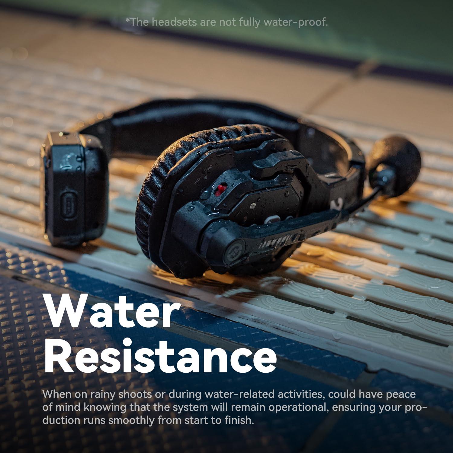 HollyView Hollyland Solidcom SE Full Duplex 4-Users ENC Noise Cancellation Wireless Intercom Headset System 1100ft Team Communication with PTT Mute Single Ear Headset for TV Film Production (2.4GHz Version)