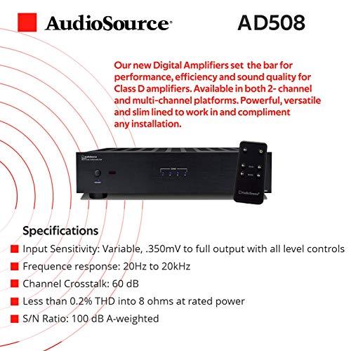 Audiosource AudioSource Digital Amplifier, 8 Channels Stereo Versatility D Amplifier AD508 for Home Sound Systems