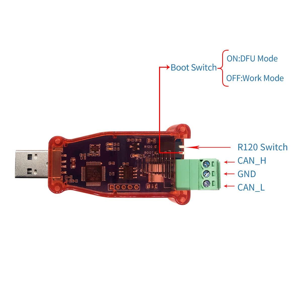 DSD TECH DSD TECH SH-C30A USB to CAN Bus Adapter Base on Canable Support SocketCAN Cangaroo