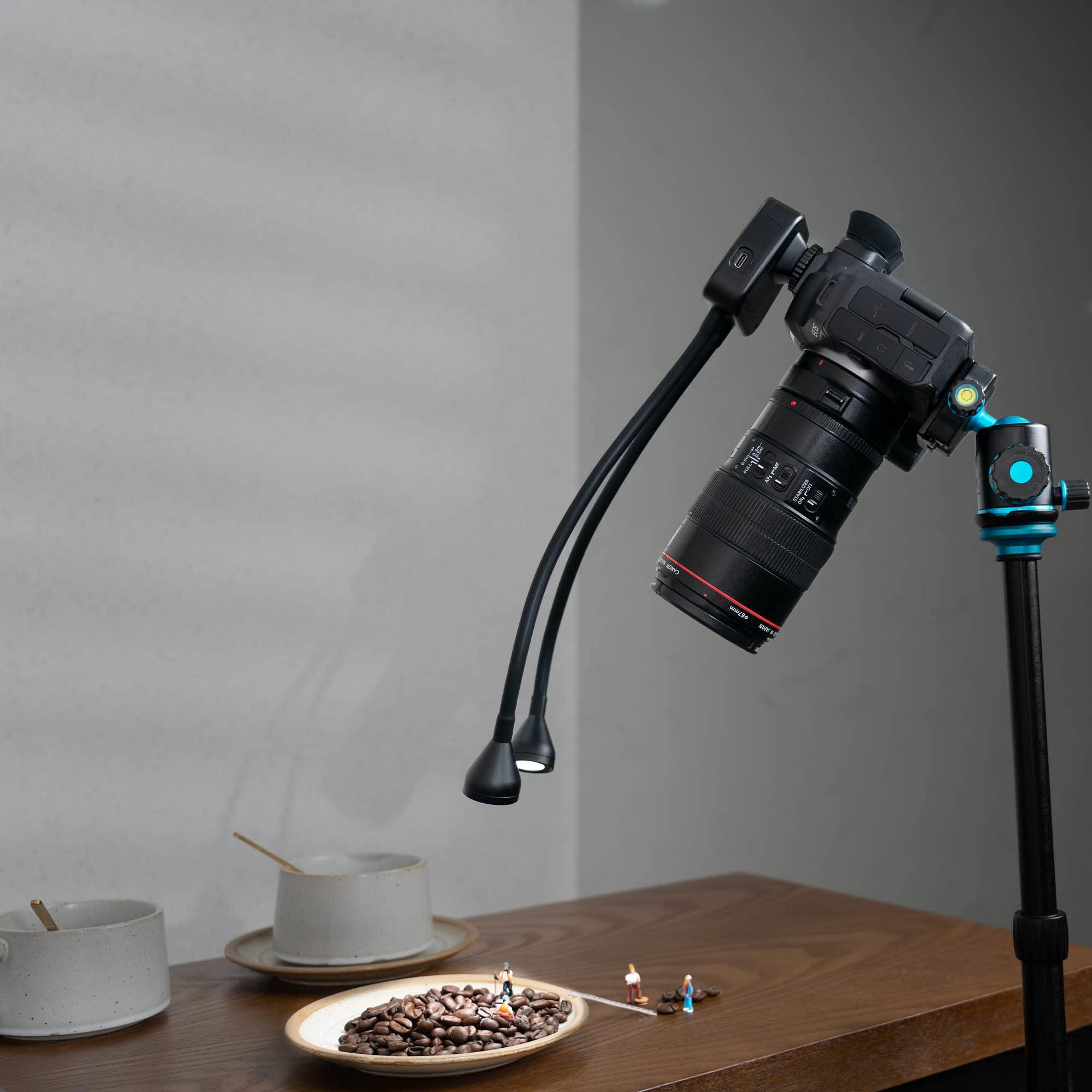 JJC LED Macro Arm Light with 10 Level Ajustable Brightness,CRI 95+ 5600K Macro Photography Lighting Support Type-C Charge for DSLR Mirrorless Camera for Insect Plant Jewelry Close-up Shooting