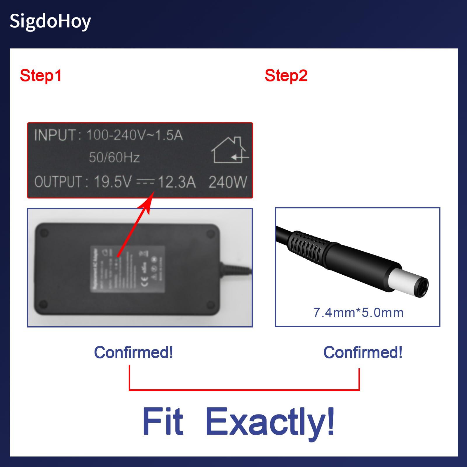 SigdoHoy 240W AC Adapter for Dell G15 G16 5520 5530 7620 7630, Alienware M15 M17 R1 R2 R3 R4 R5 R6 R7 DA240PM190 Laptop Charger Power Supply Cord